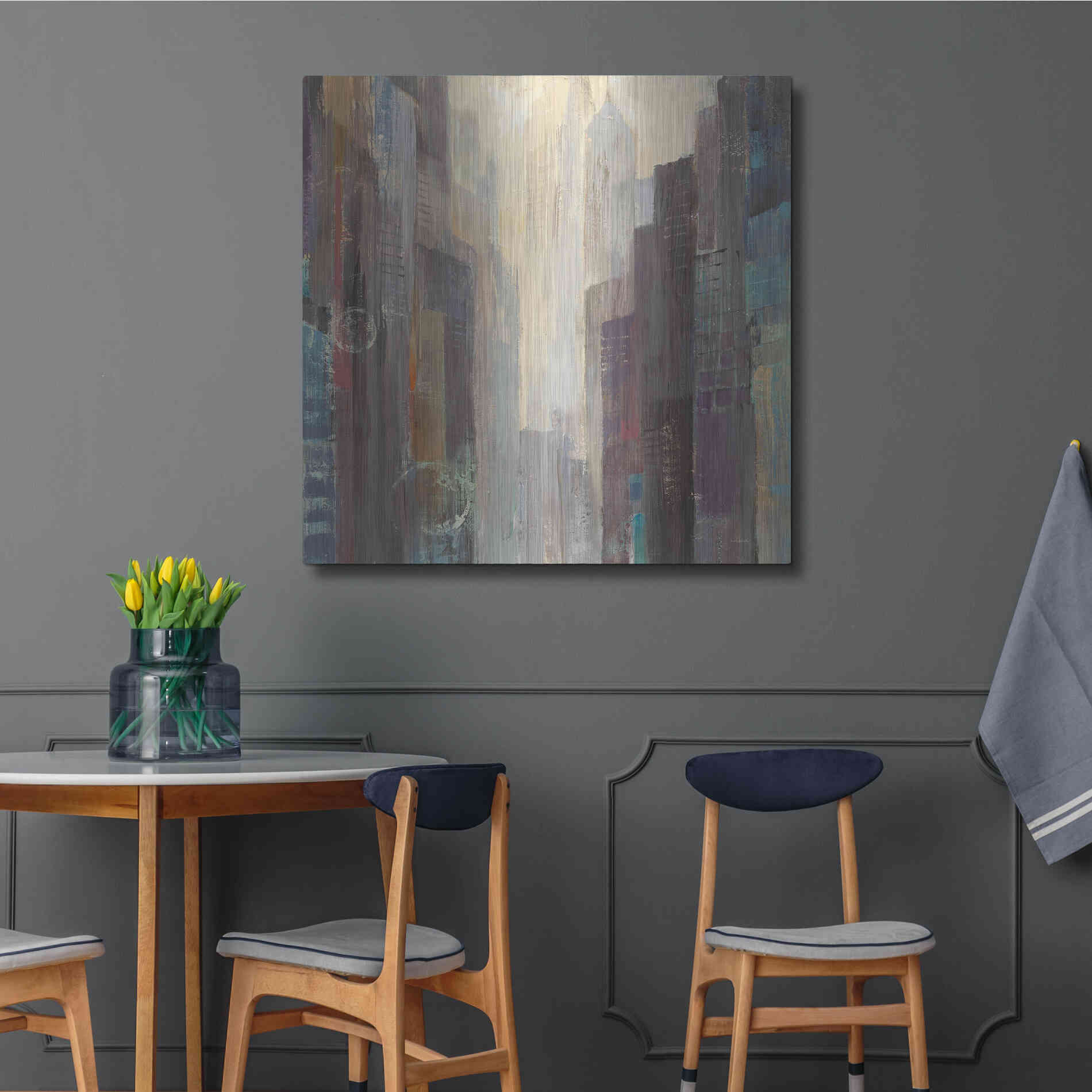 Luxe Metal Art 'City at Dawn' by Albena Hristova, Metal Wall Art,36x36