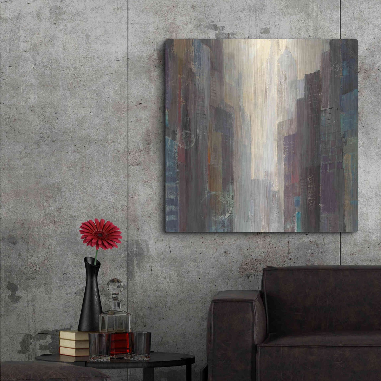 Luxe Metal Art 'City at Dawn' by Albena Hristova, Metal Wall Art,36x36