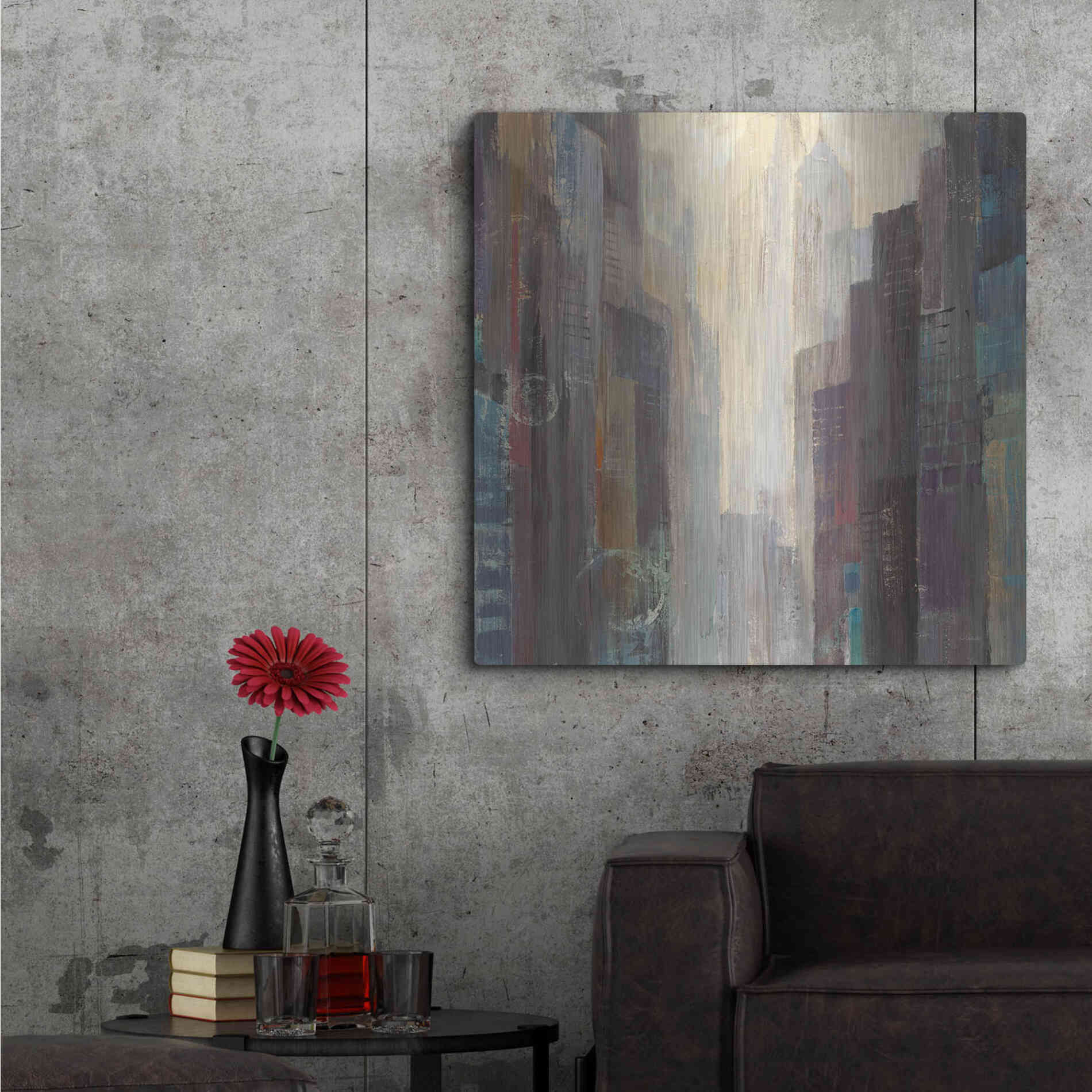 Luxe Metal Art 'City at Dawn' by Albena Hristova, Metal Wall Art,36x36