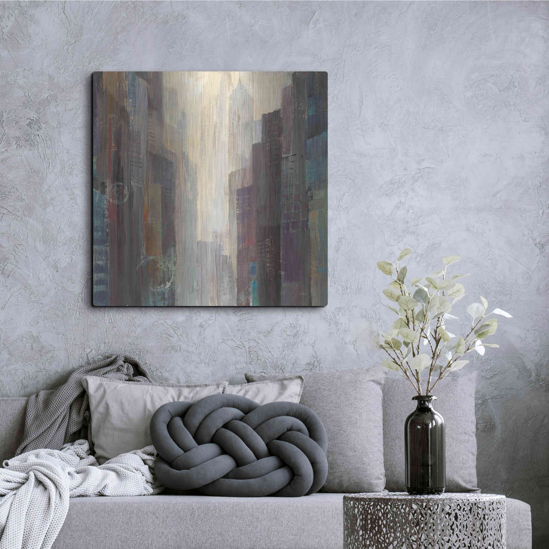 Luxe Metal Art 'City at Dawn' by Albena Hristova, Metal Wall Art,36x36