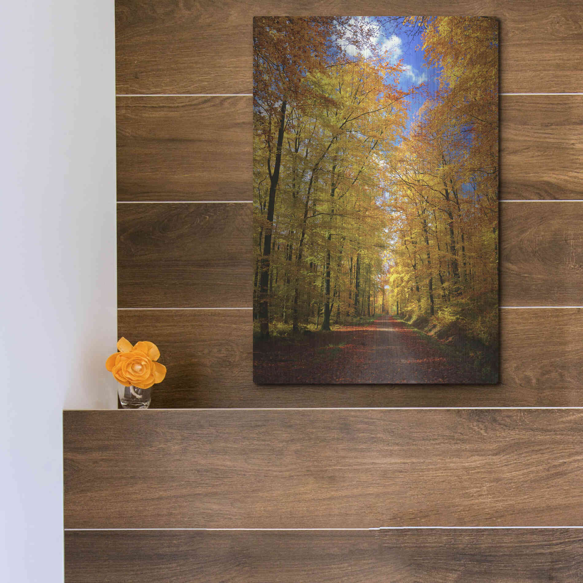 Luxe Metal Art 'Way to Fall' by Philippe Sainte-Laudy, Metal Wall Art,12x16