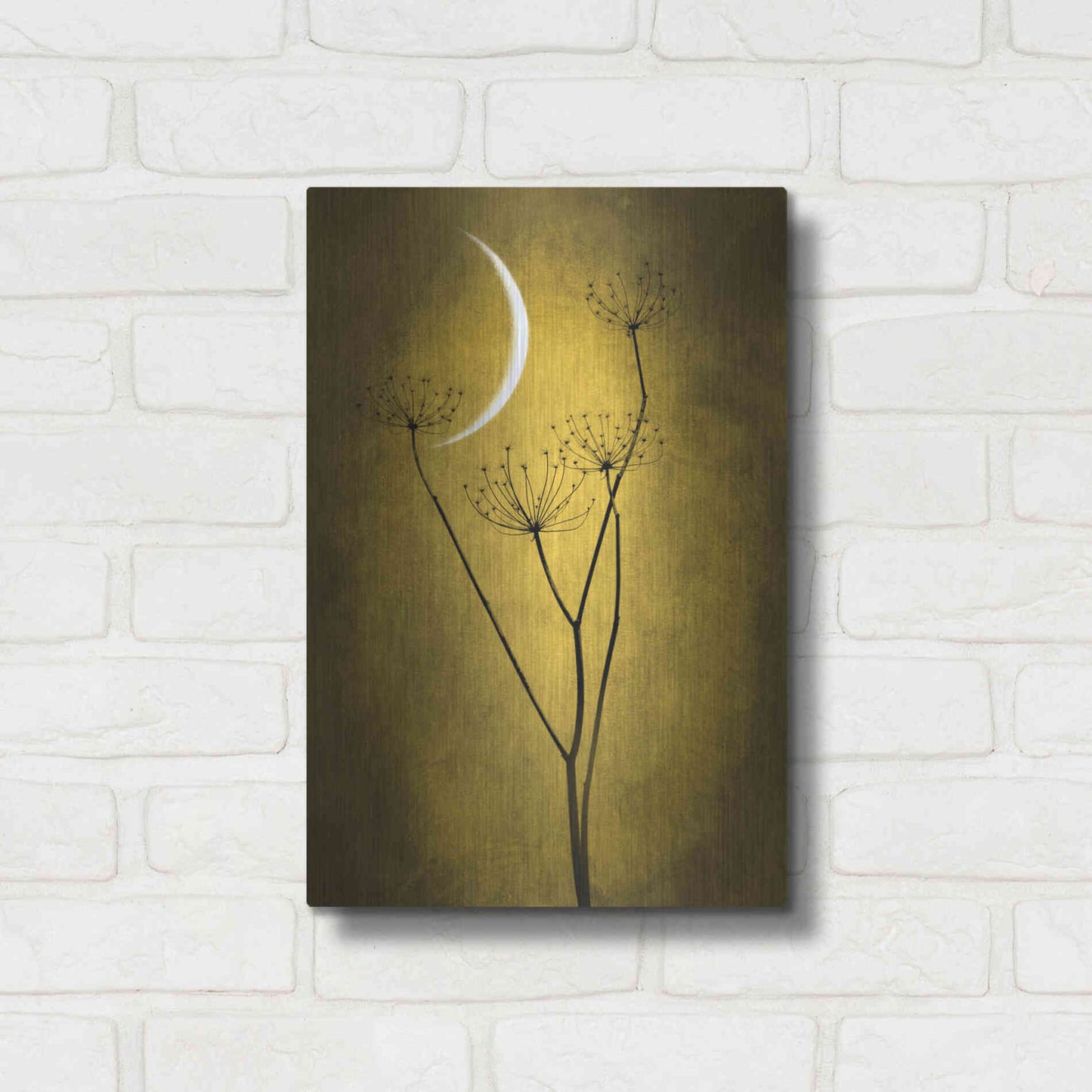 Luxe Metal Art 'Yellow Crescent Moon' by Philippe Sainte-Laudy, Metal Wall Art,12x16