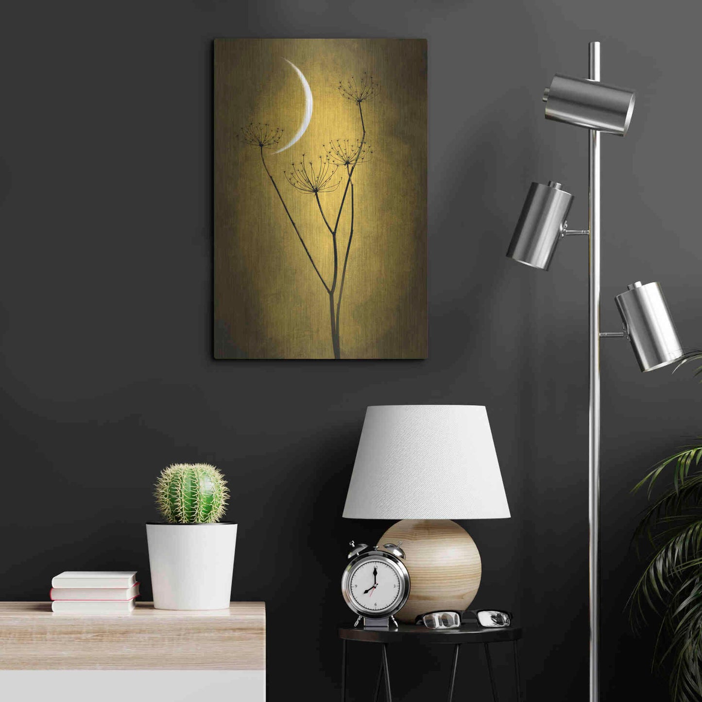 Luxe Metal Art 'Yellow Crescent Moon' by Philippe Sainte-Laudy, Metal Wall Art,16x24