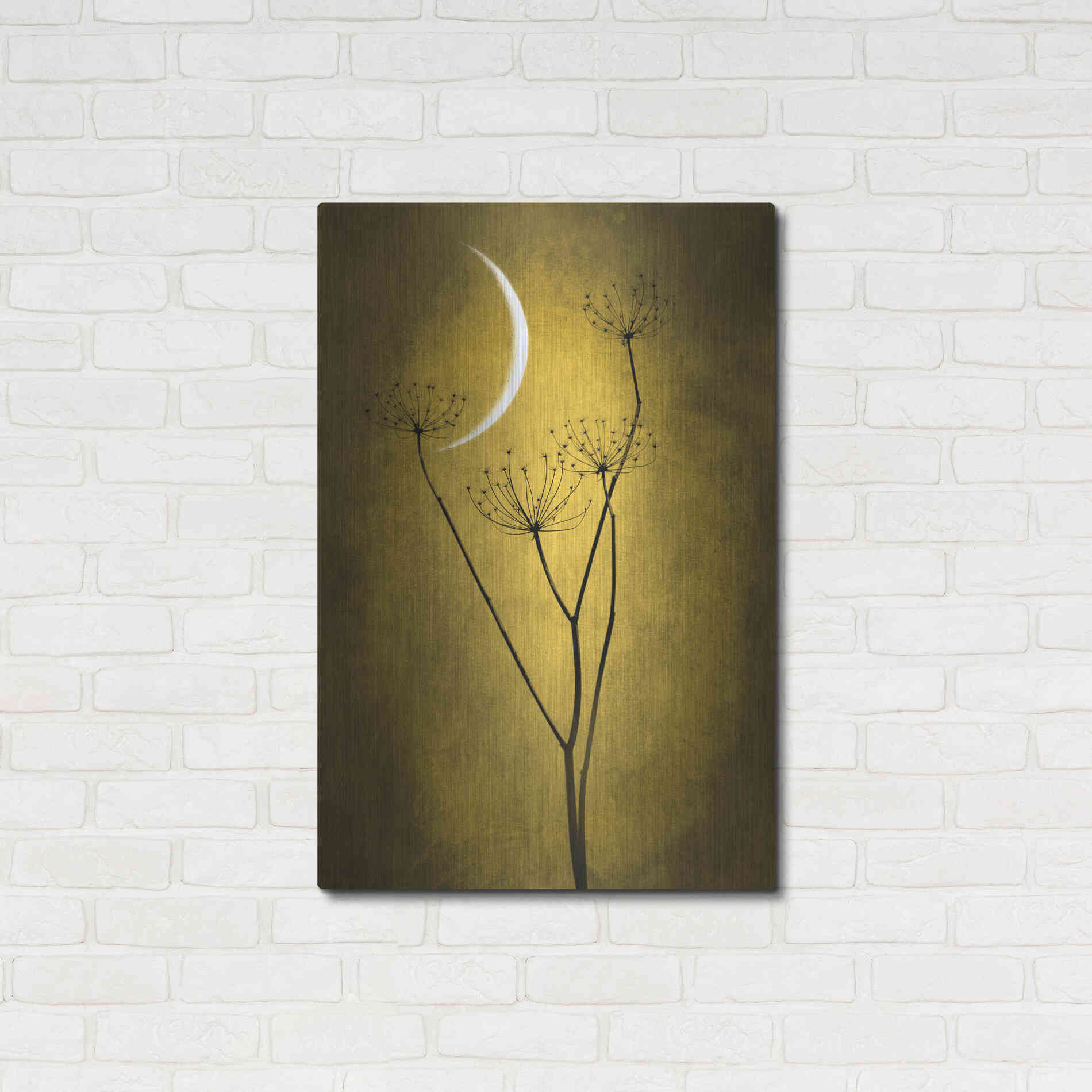 Luxe Metal Art 'Yellow Crescent Moon' by Philippe Sainte-Laudy, Metal Wall Art,24x36