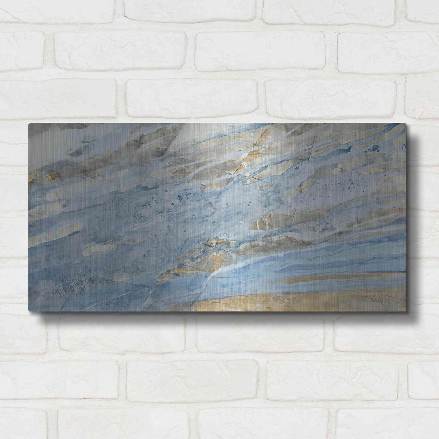 Luxe Metal Art 'Ice Flow' by Albena Hristova, Metal Wall Art,24x12
