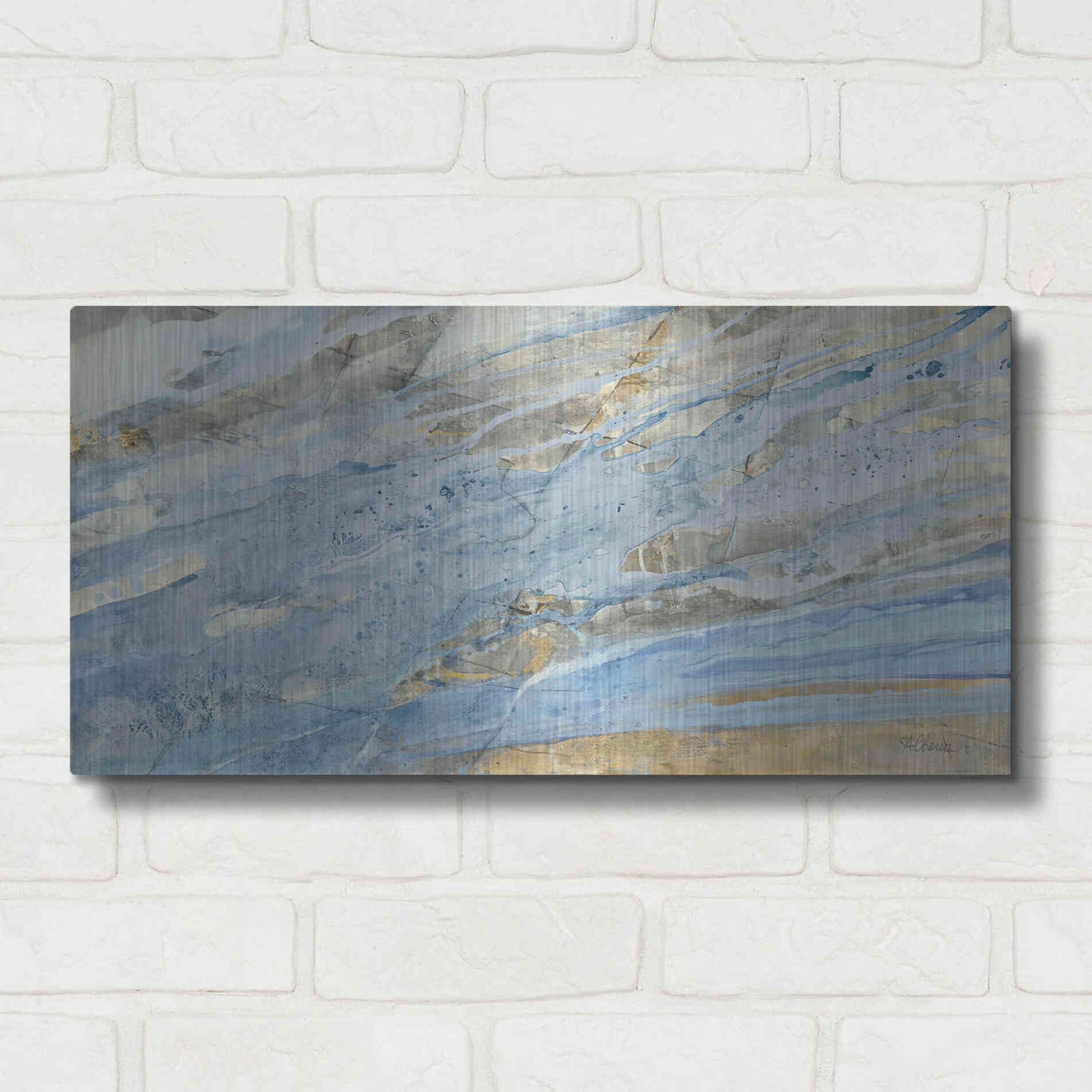 Luxe Metal Art 'Ice Flow' by Albena Hristova, Metal Wall Art,24x12