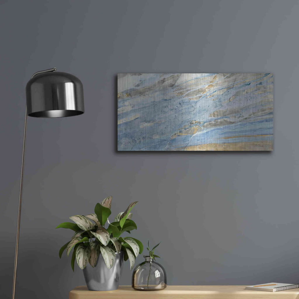 Luxe Metal Art 'Ice Flow' by Albena Hristova, Metal Wall Art,24x12