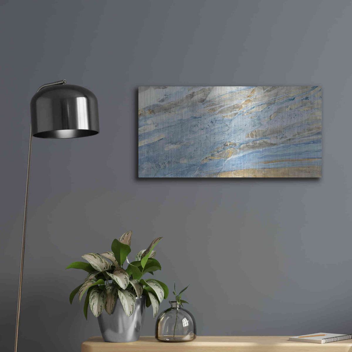 Luxe Metal Art 'Ice Flow' by Albena Hristova, Metal Wall Art,24x12