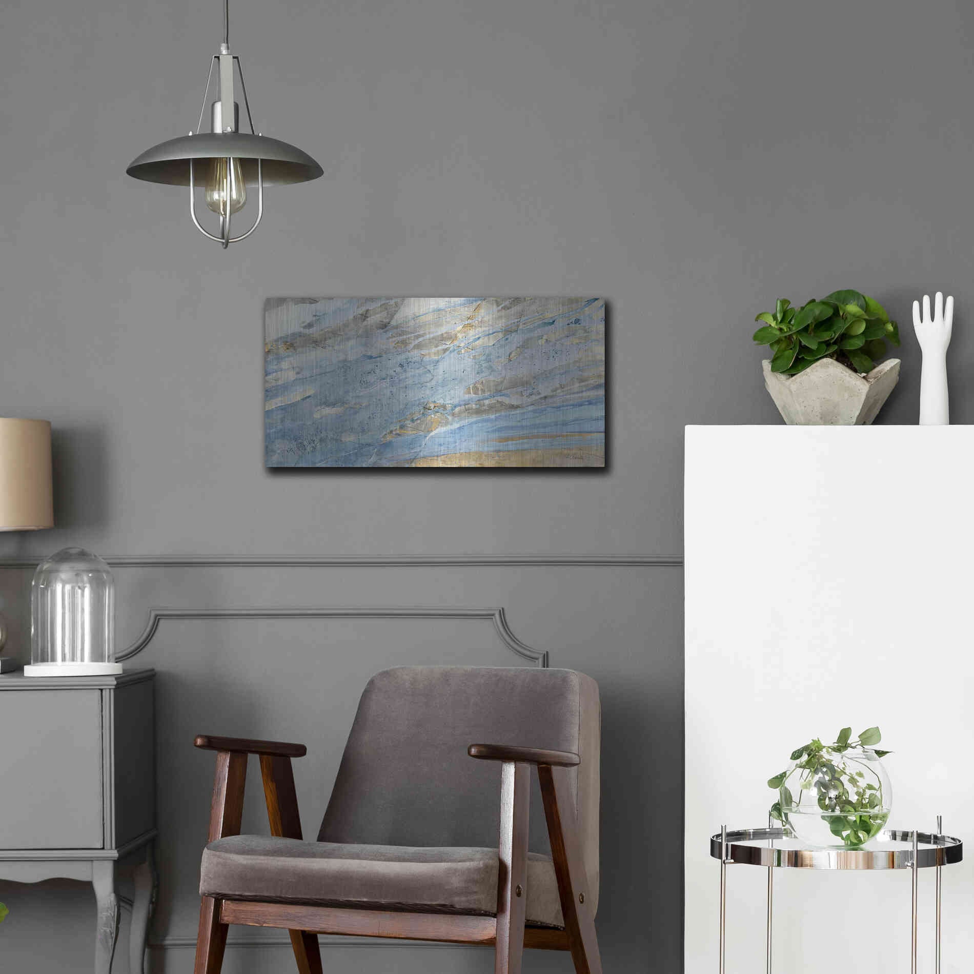 Luxe Metal Art 'Ice Flow' by Albena Hristova, Metal Wall Art,24x12