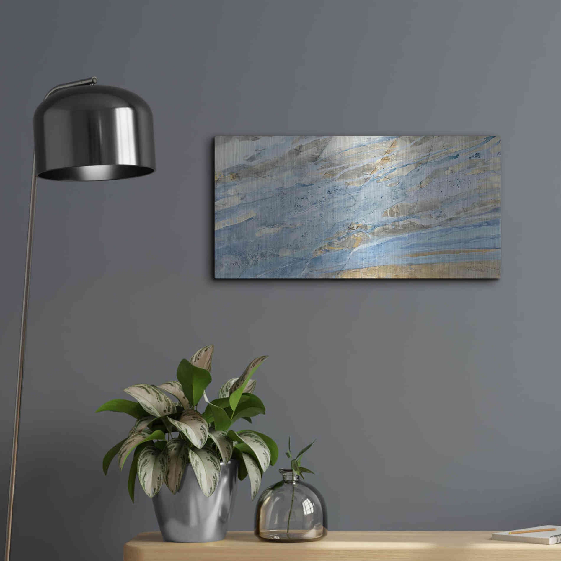 Luxe Metal Art 'Ice Flow' by Albena Hristova, Metal Wall Art,24x12