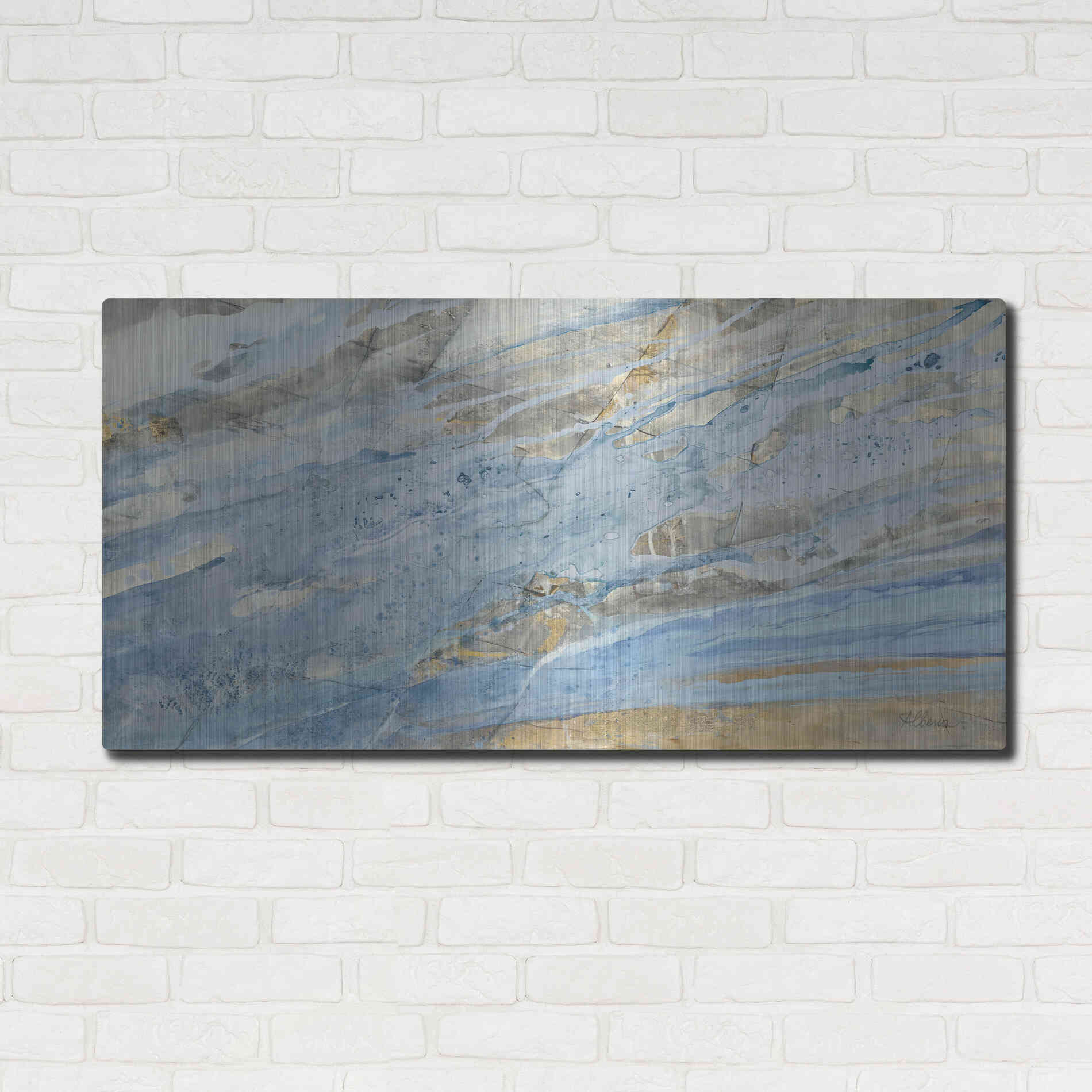 Luxe Metal Art 'Ice Flow' by Albena Hristova, Metal Wall Art,48x24