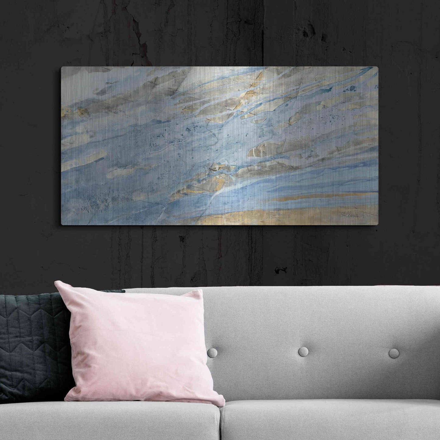 Luxe Metal Art 'Ice Flow' by Albena Hristova, Metal Wall Art,48x24