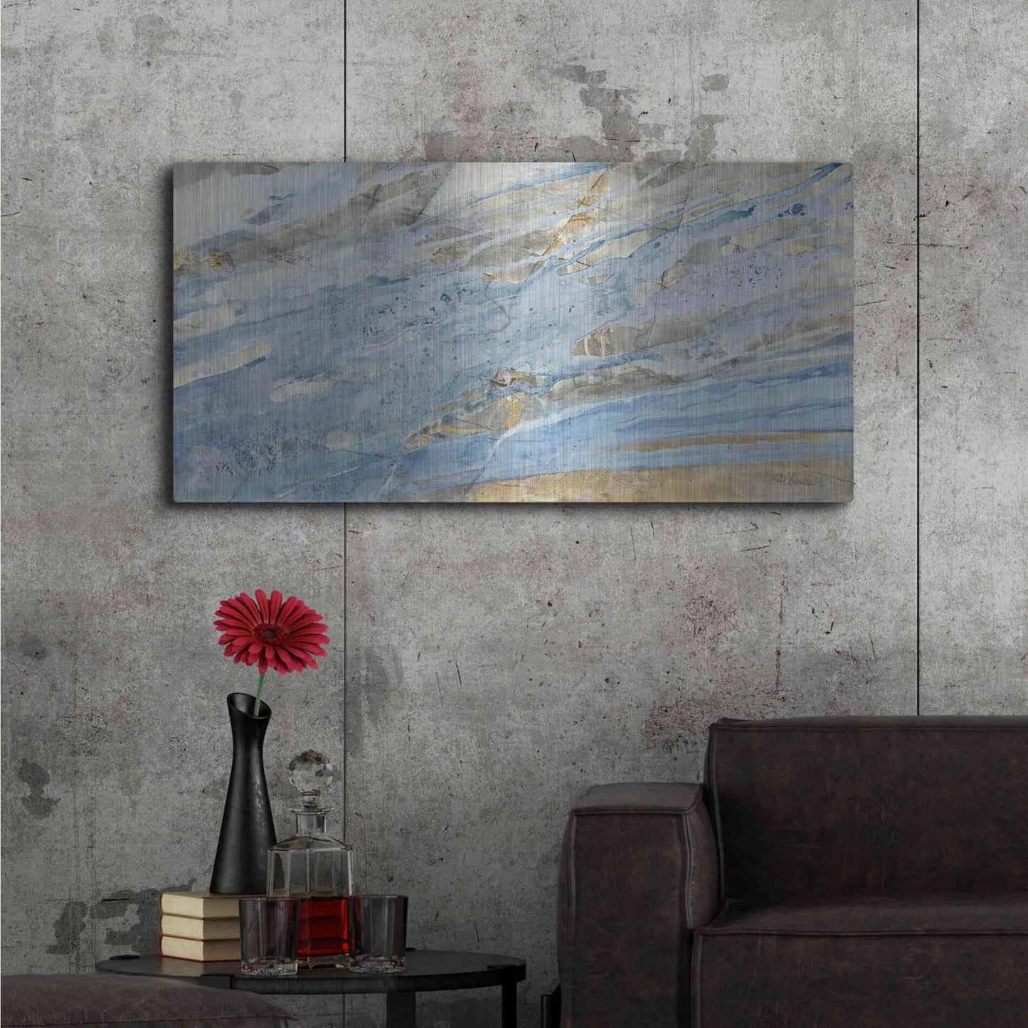 Luxe Metal Art 'Ice Flow' by Albena Hristova, Metal Wall Art,48x24