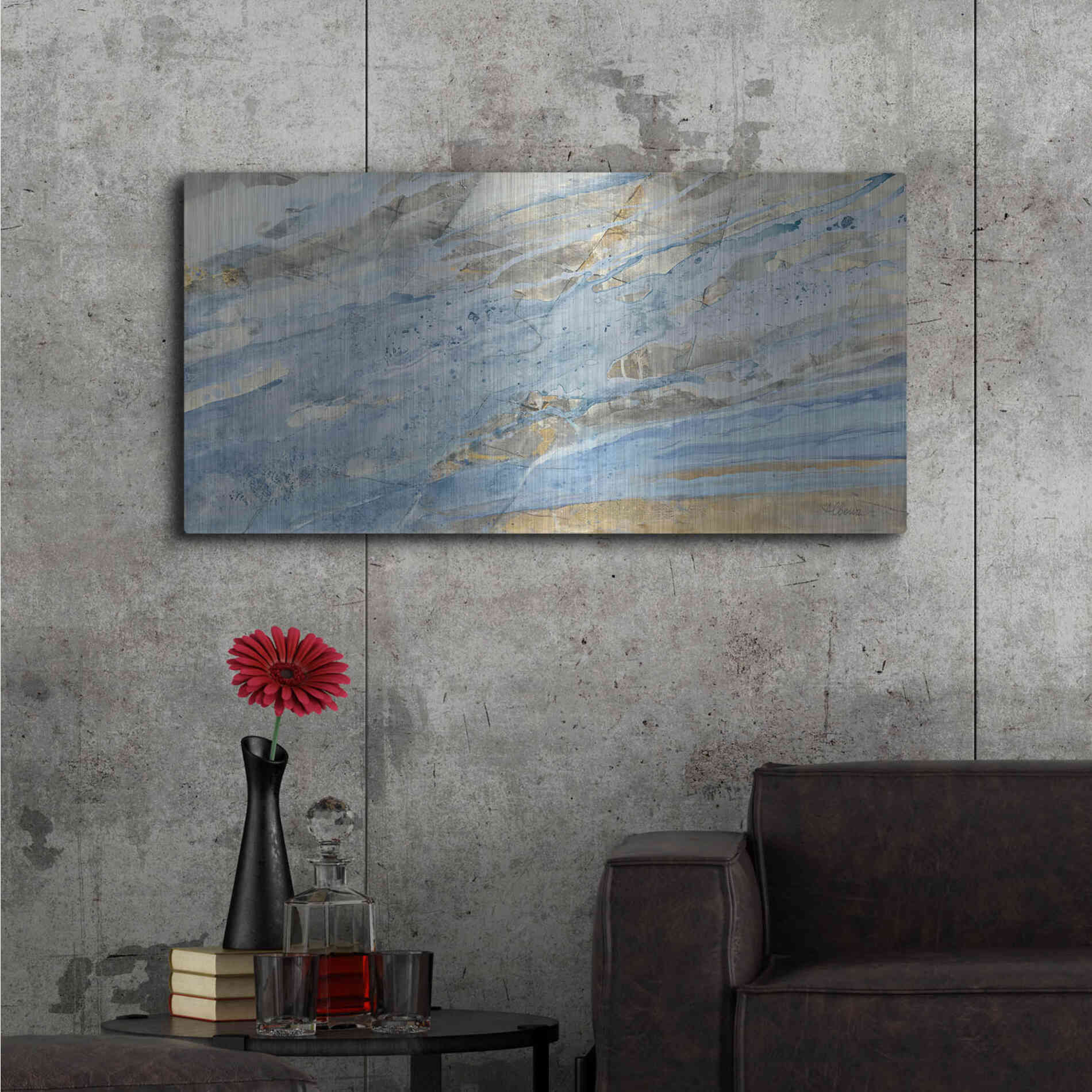 Luxe Metal Art 'Ice Flow' by Albena Hristova, Metal Wall Art,48x24