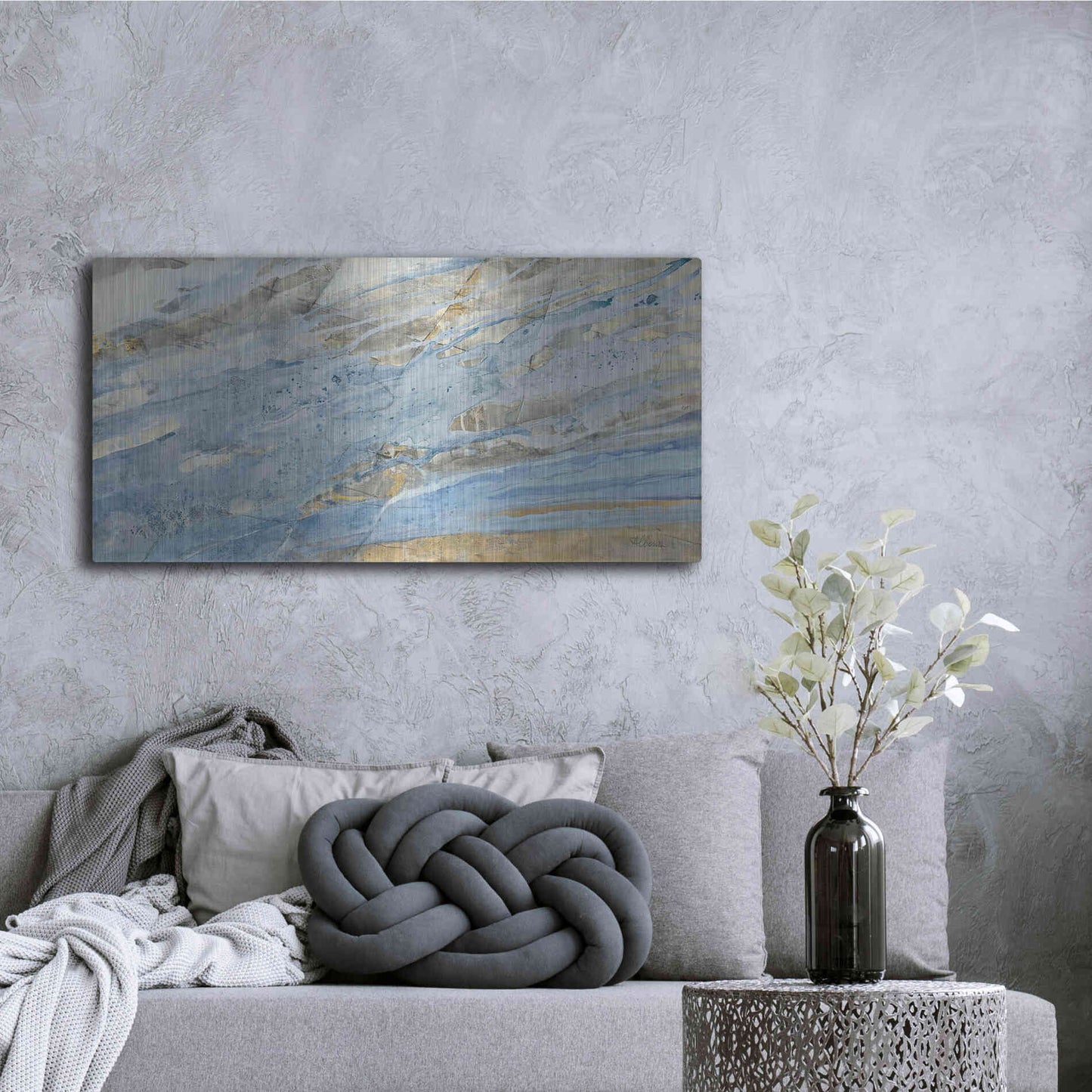 Luxe Metal Art 'Ice Flow' by Albena Hristova, Metal Wall Art,48x24