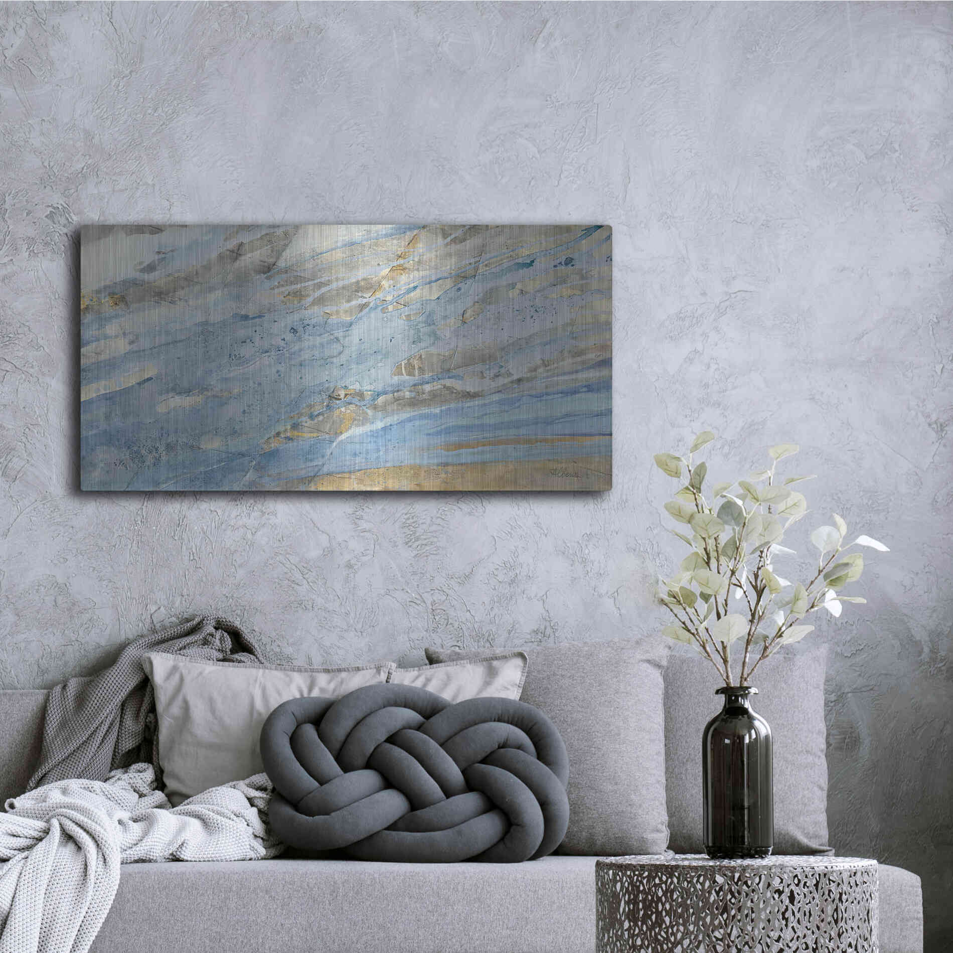 Luxe Metal Art 'Ice Flow' by Albena Hristova, Metal Wall Art,48x24