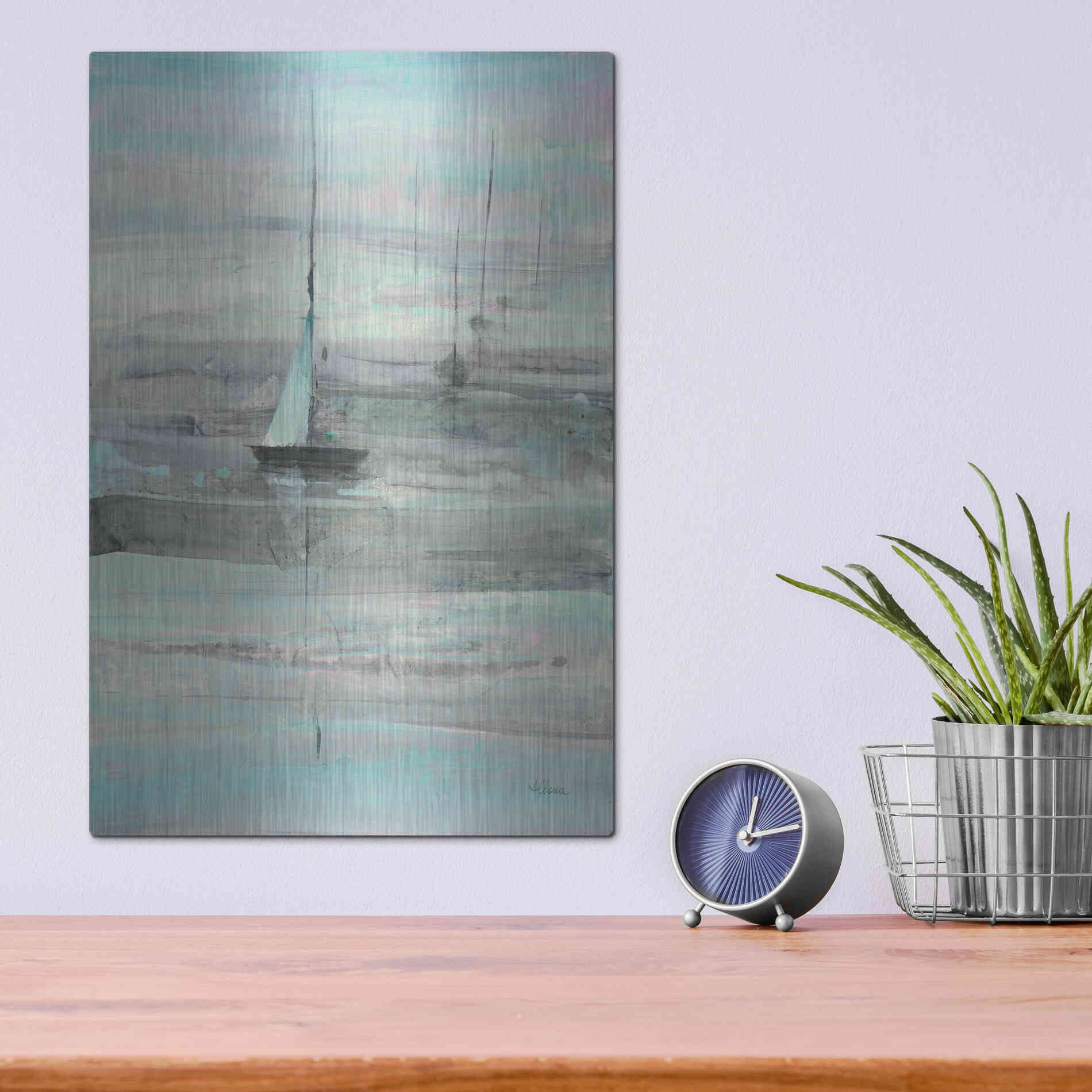 Luxe Metal Art 'Ice Sailing' by Albena Hristova, Metal Wall Art,12x16