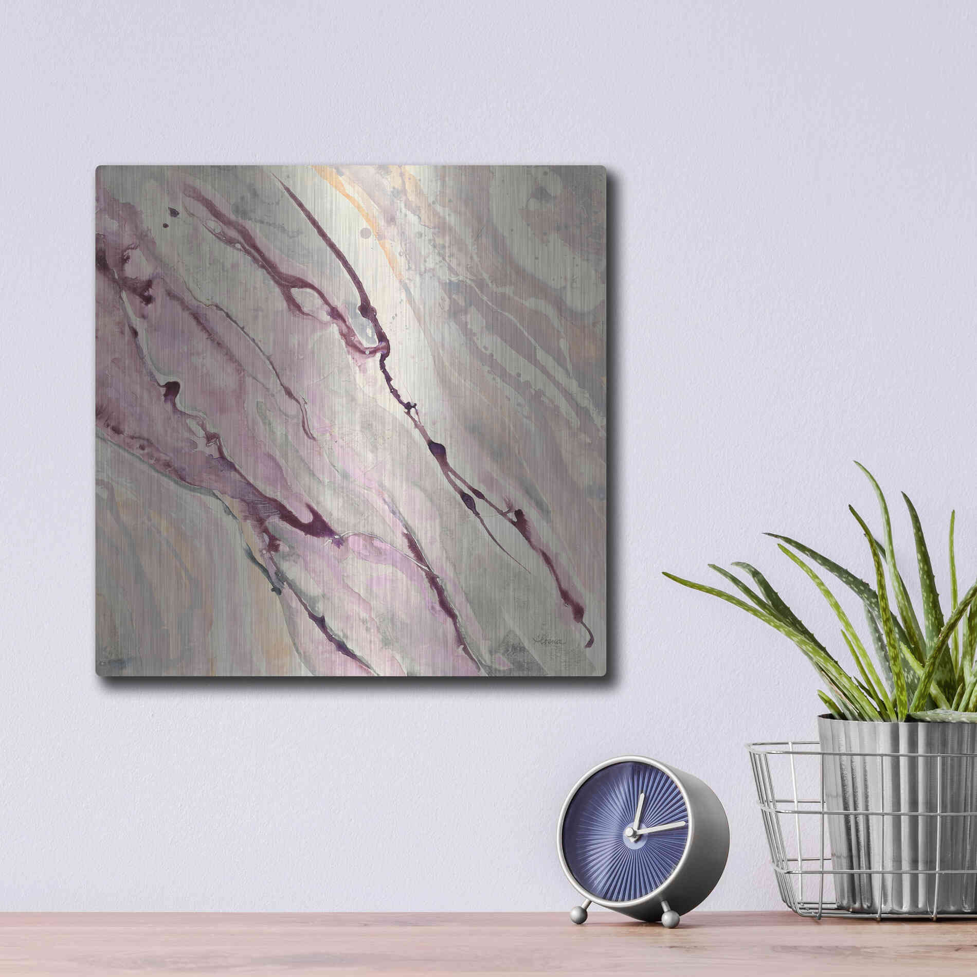 Luxe Metal Art 'Flowing II' by Albena Hristova, Metal Wall Art,12x12