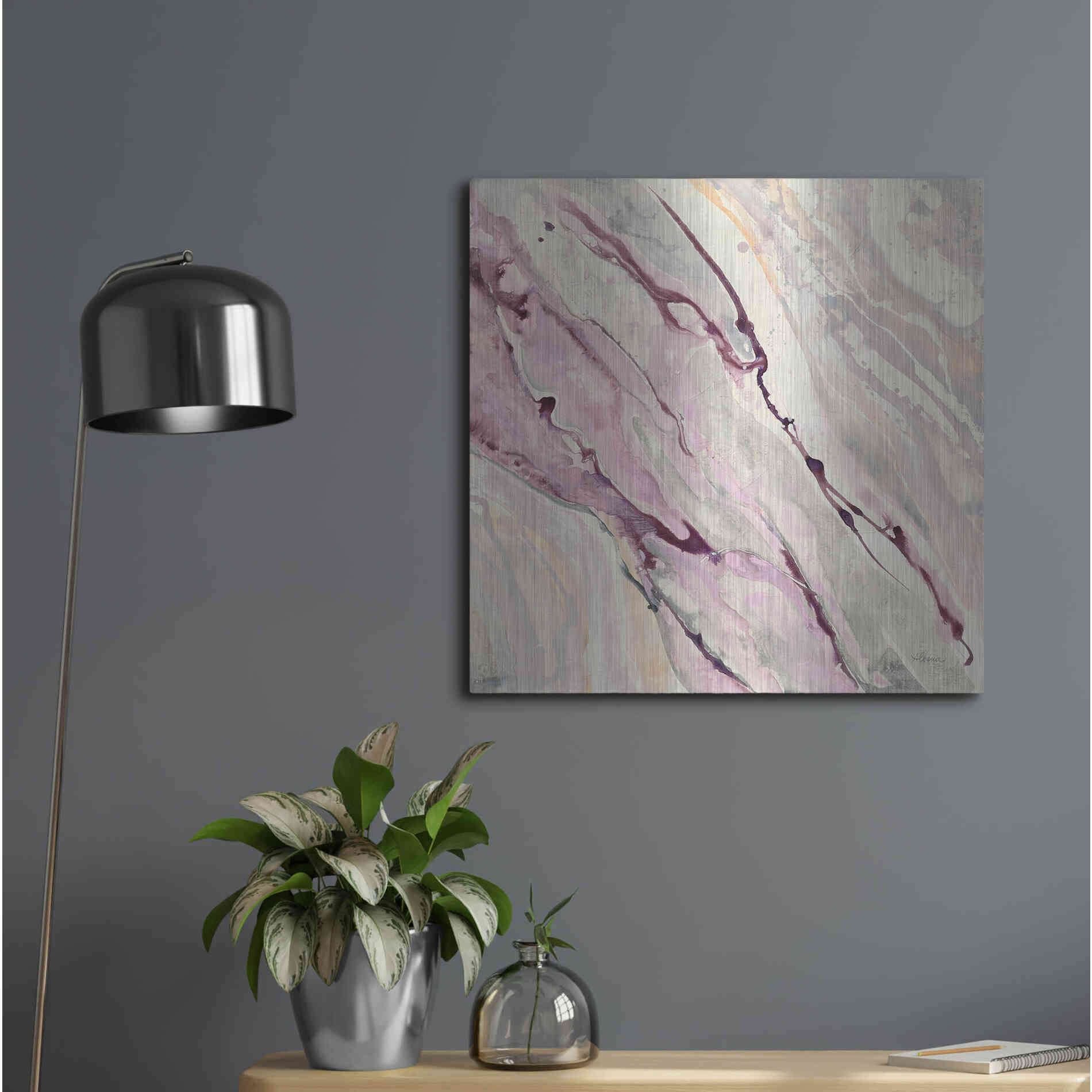 Luxe Metal Art 'Flowing II' by Albena Hristova, Metal Wall Art,24x24