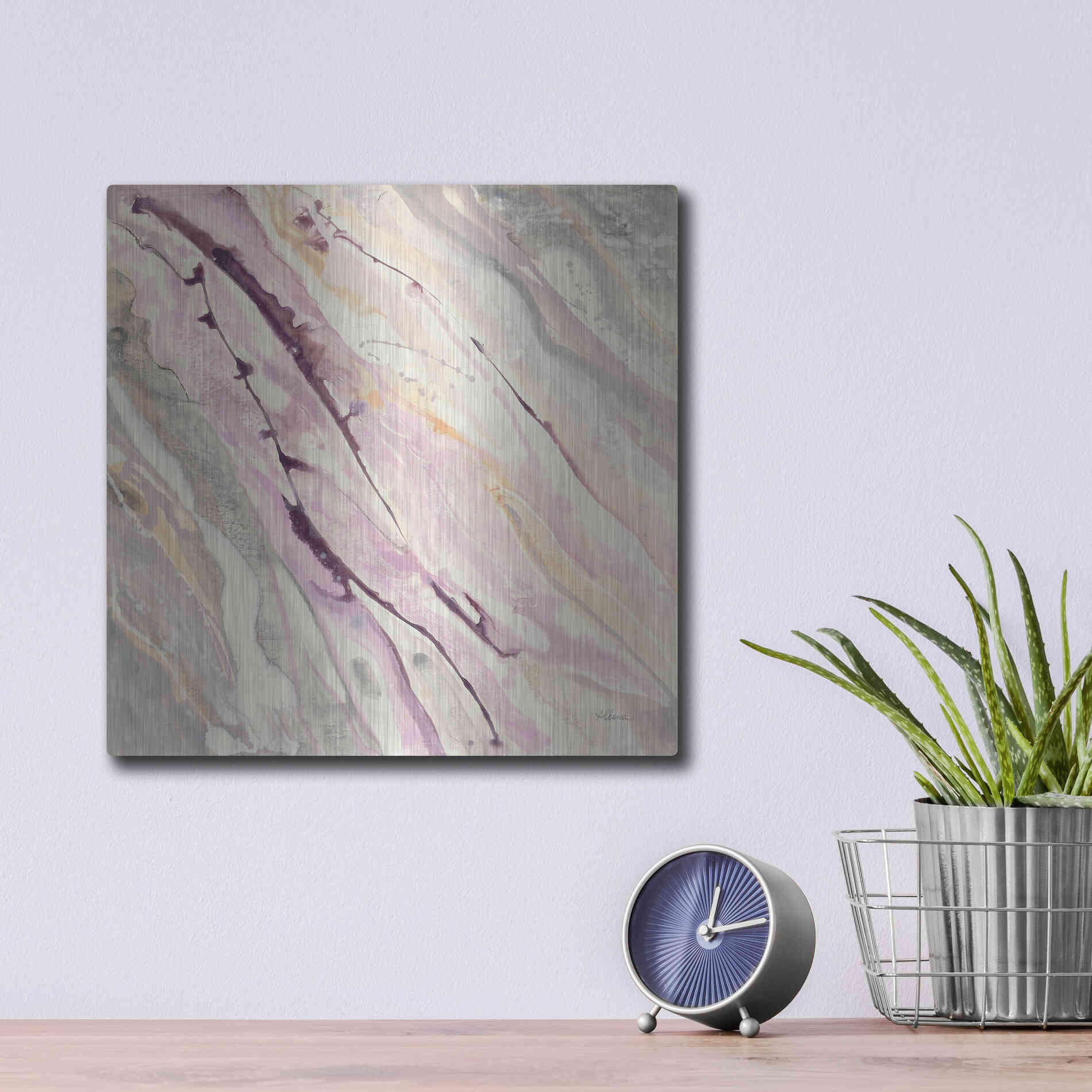 Luxe Metal Art 'Flowing I' by Albena Hristova, Metal Wall Art,12x12