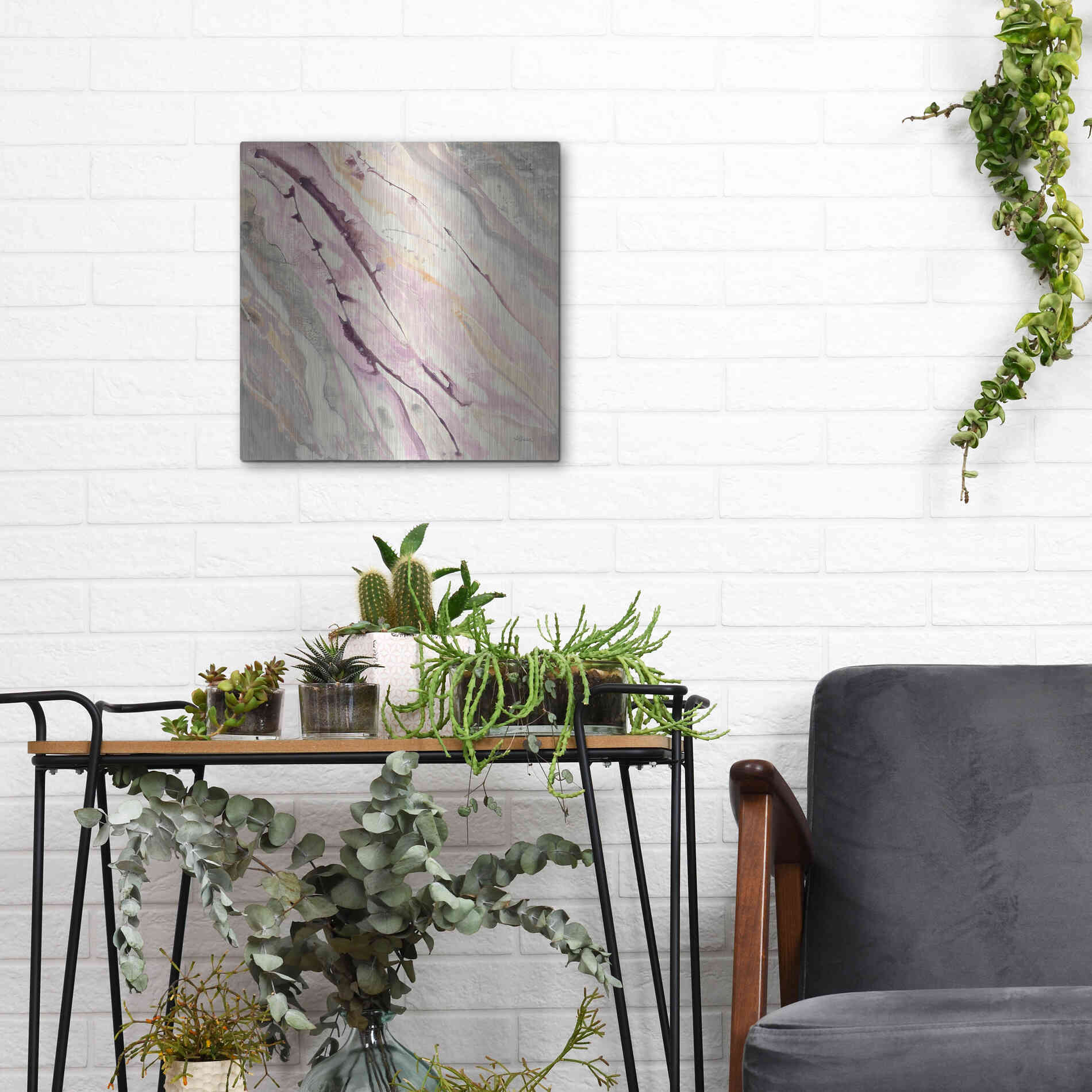 Luxe Metal Art 'Flowing I' by Albena Hristova, Metal Wall Art,12x12