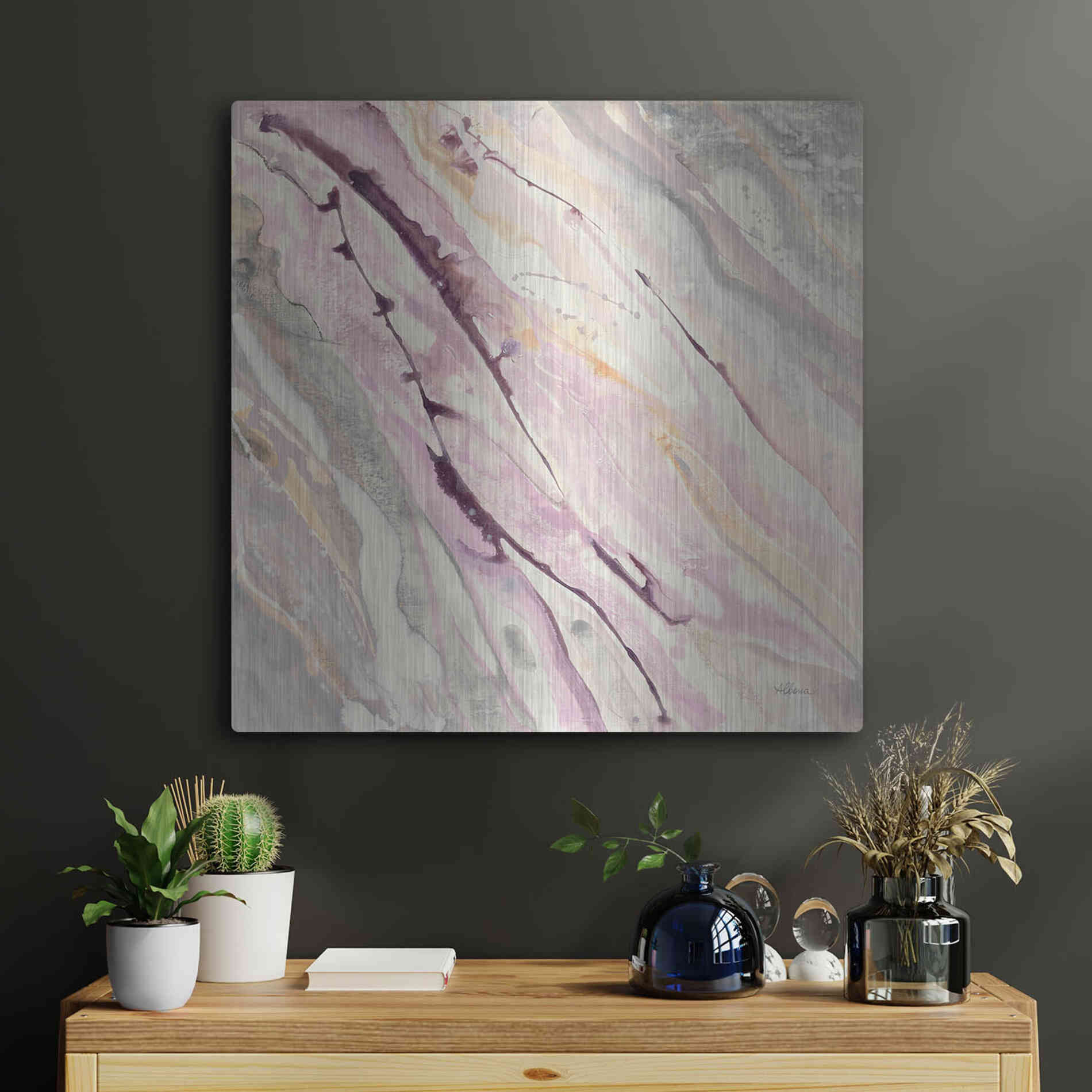 Luxe Metal Art 'Flowing I' by Albena Hristova, Metal Wall Art,24x24