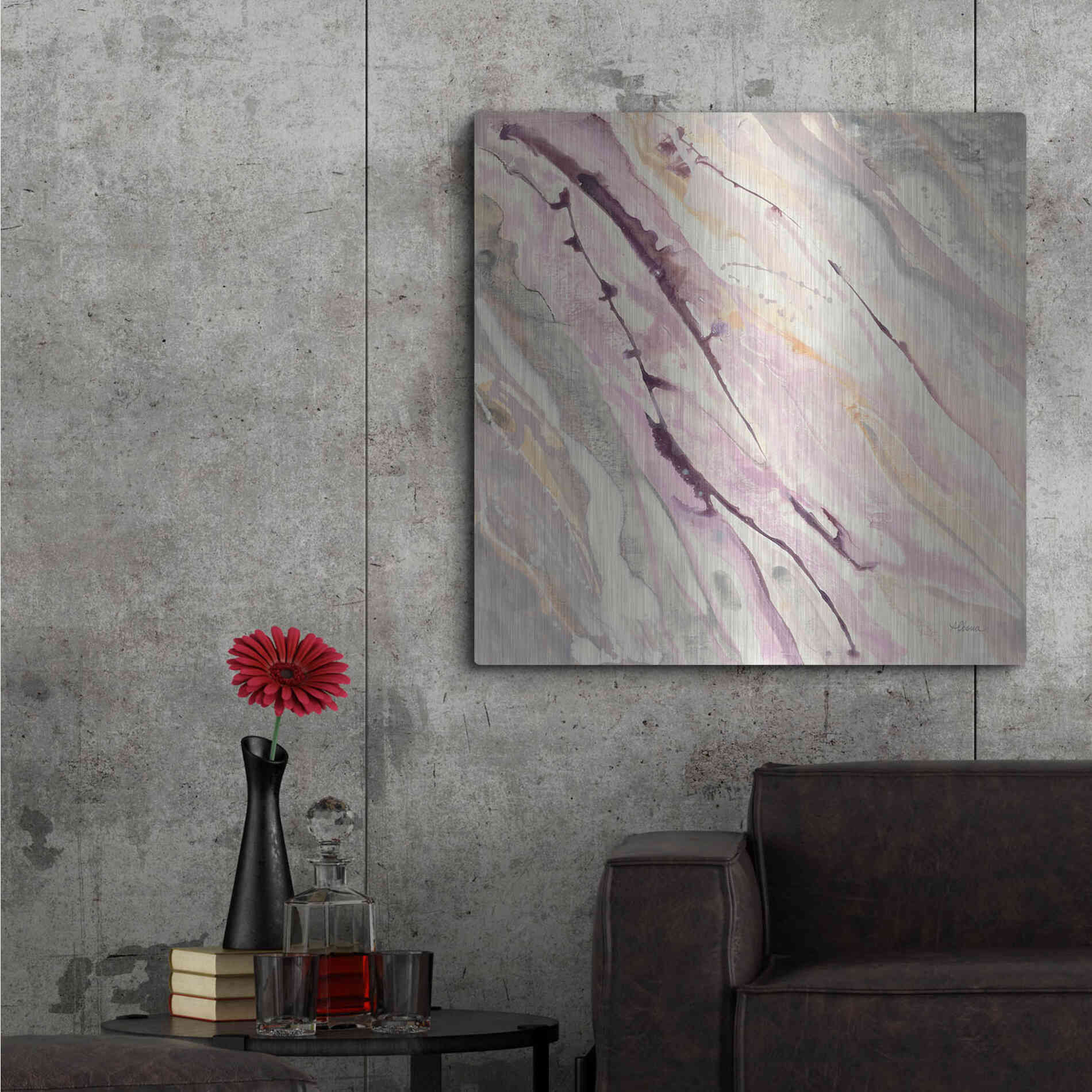 Luxe Metal Art 'Flowing I' by Albena Hristova, Metal Wall Art,36x36