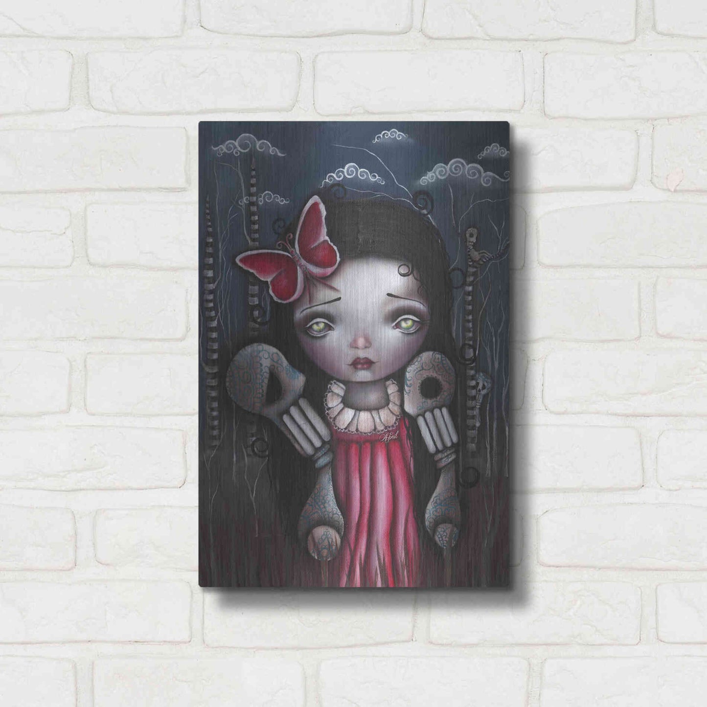 Luxe Metal Art 'Bones And Butterflies' by Abril Andrade, Metal Wall Art,12x16