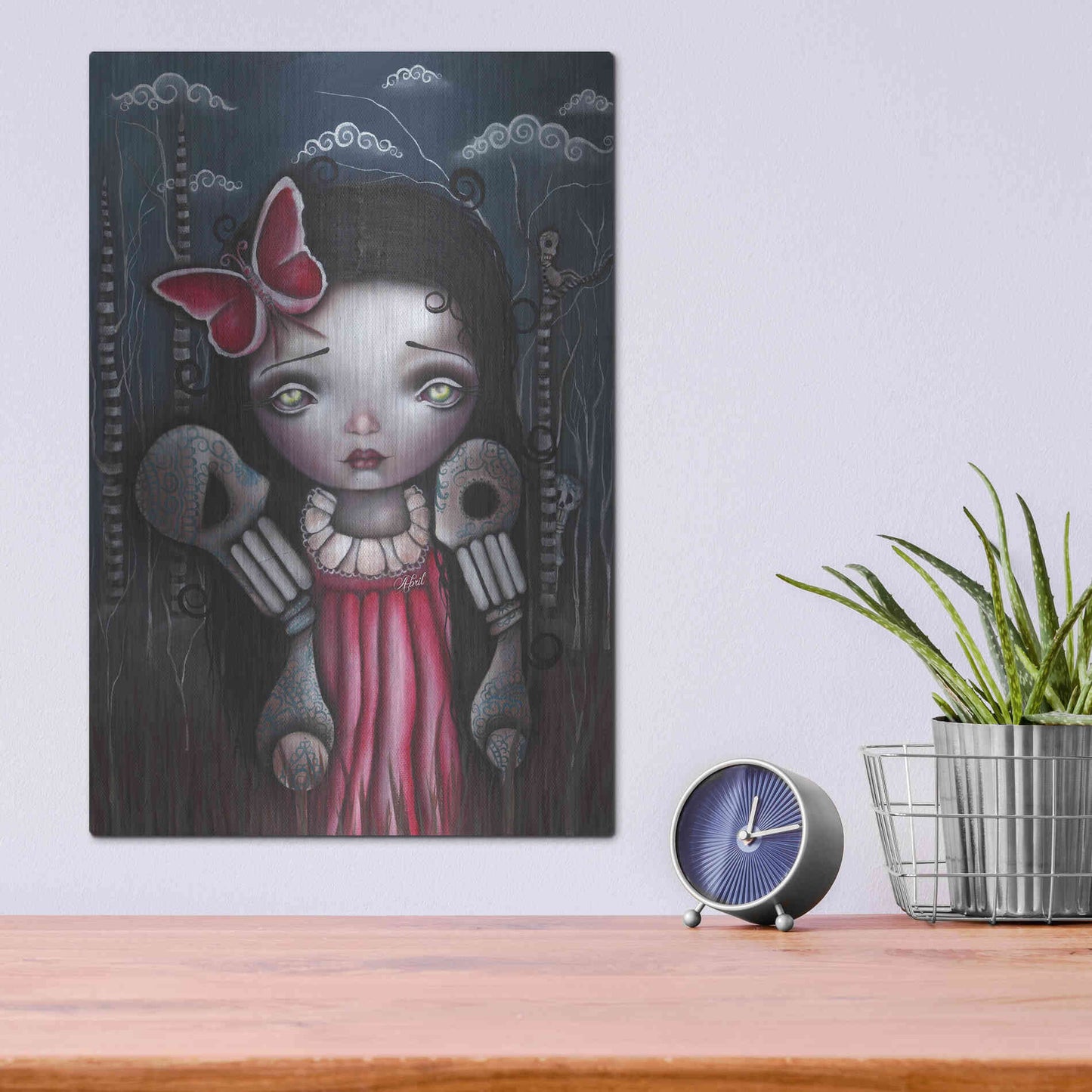 Luxe Metal Art 'Bones And Butterflies' by Abril Andrade, Metal Wall Art,12x16