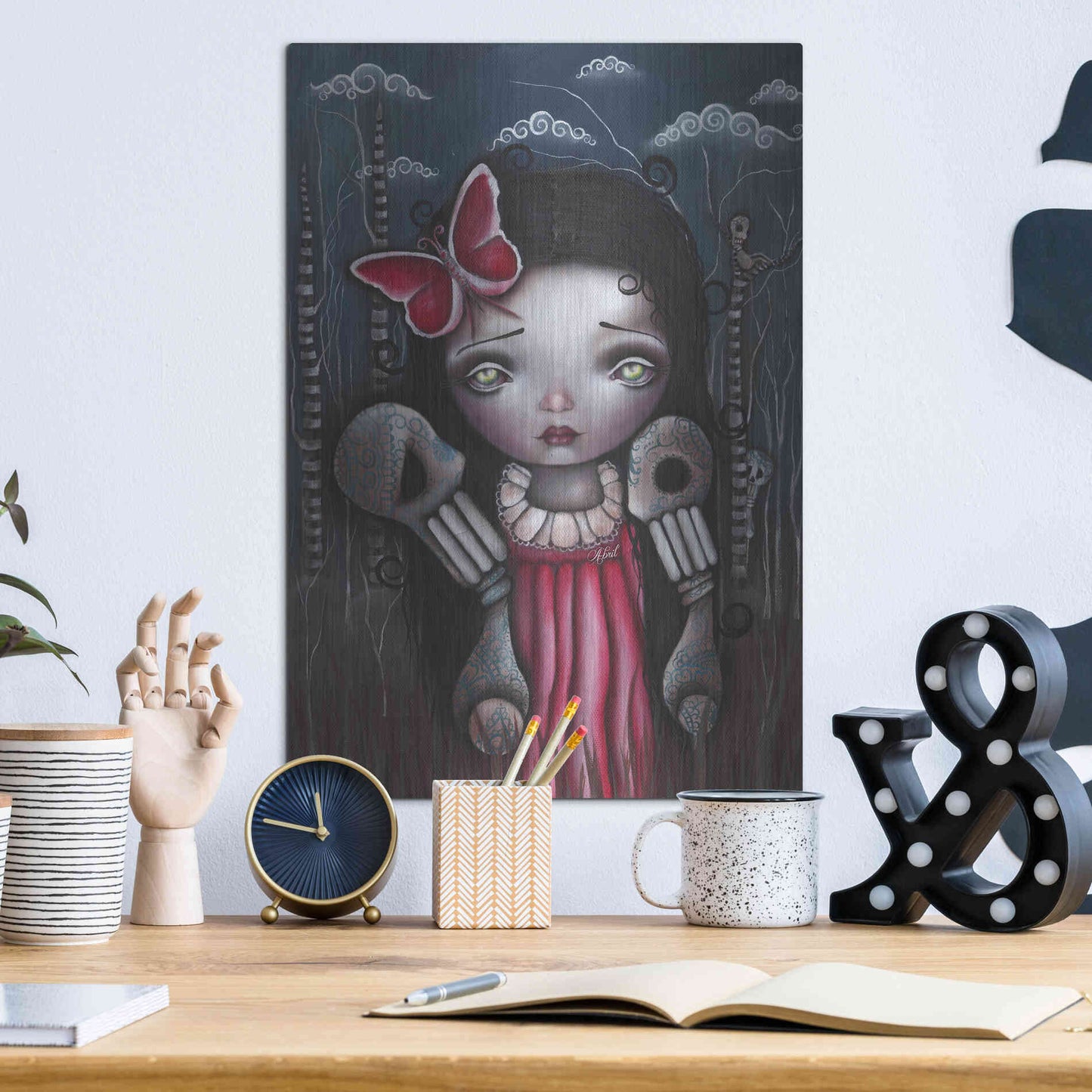 Luxe Metal Art 'Bones And Butterflies' by Abril Andrade, Metal Wall Art,12x16