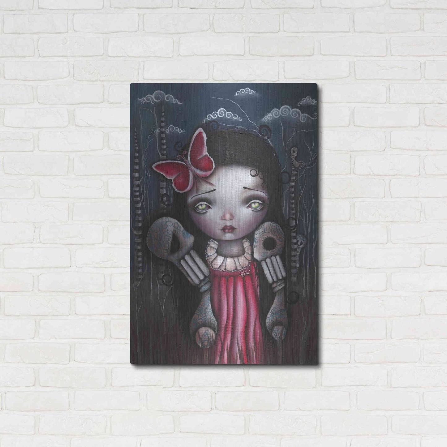 Luxe Metal Art 'Bones And Butterflies' by Abril Andrade, Metal Wall Art,24x36