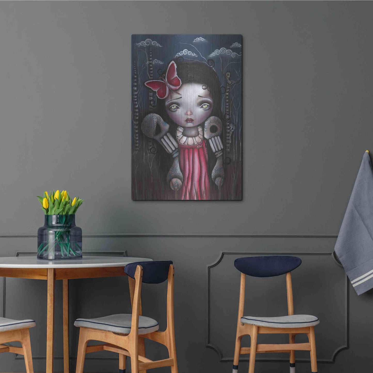 Luxe Metal Art 'Bones And Butterflies' by Abril Andrade, Metal Wall Art,24x36