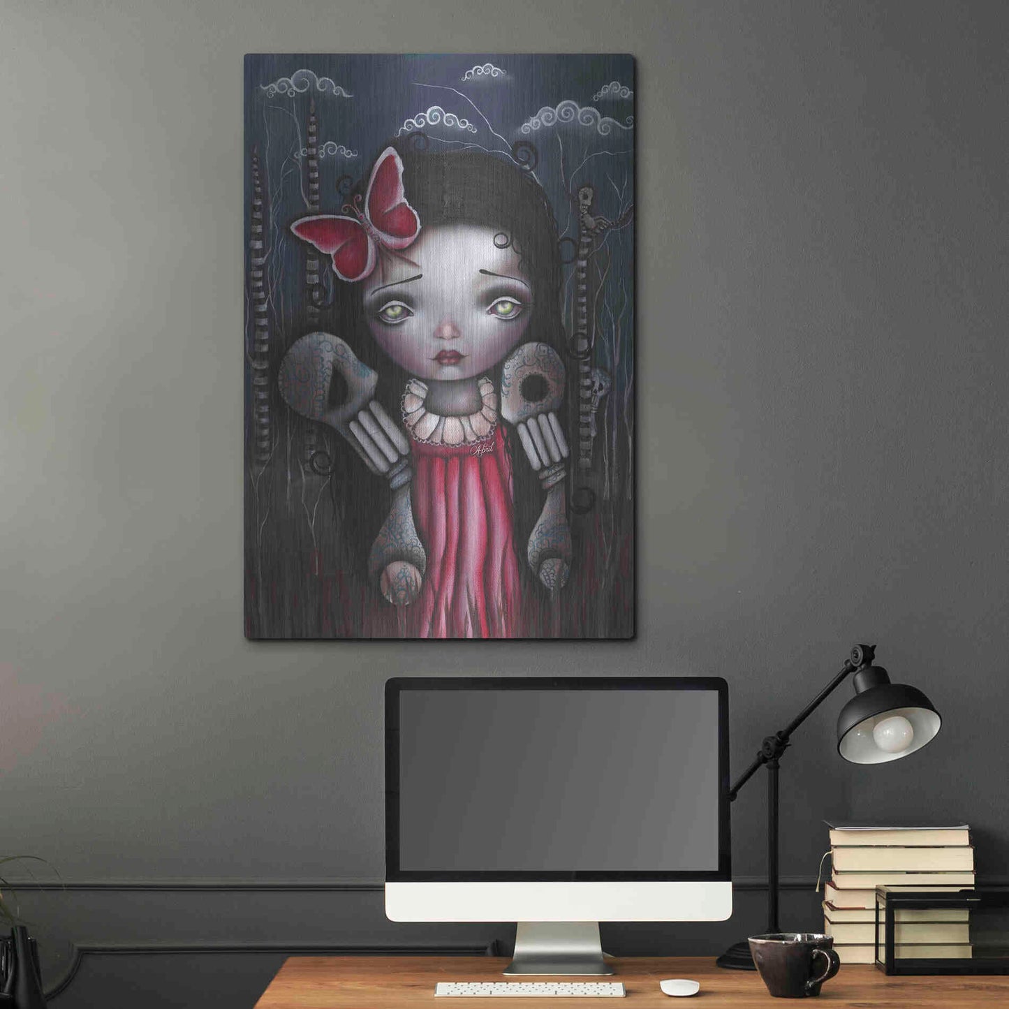 Luxe Metal Art 'Bones And Butterflies' by Abril Andrade, Metal Wall Art,24x36