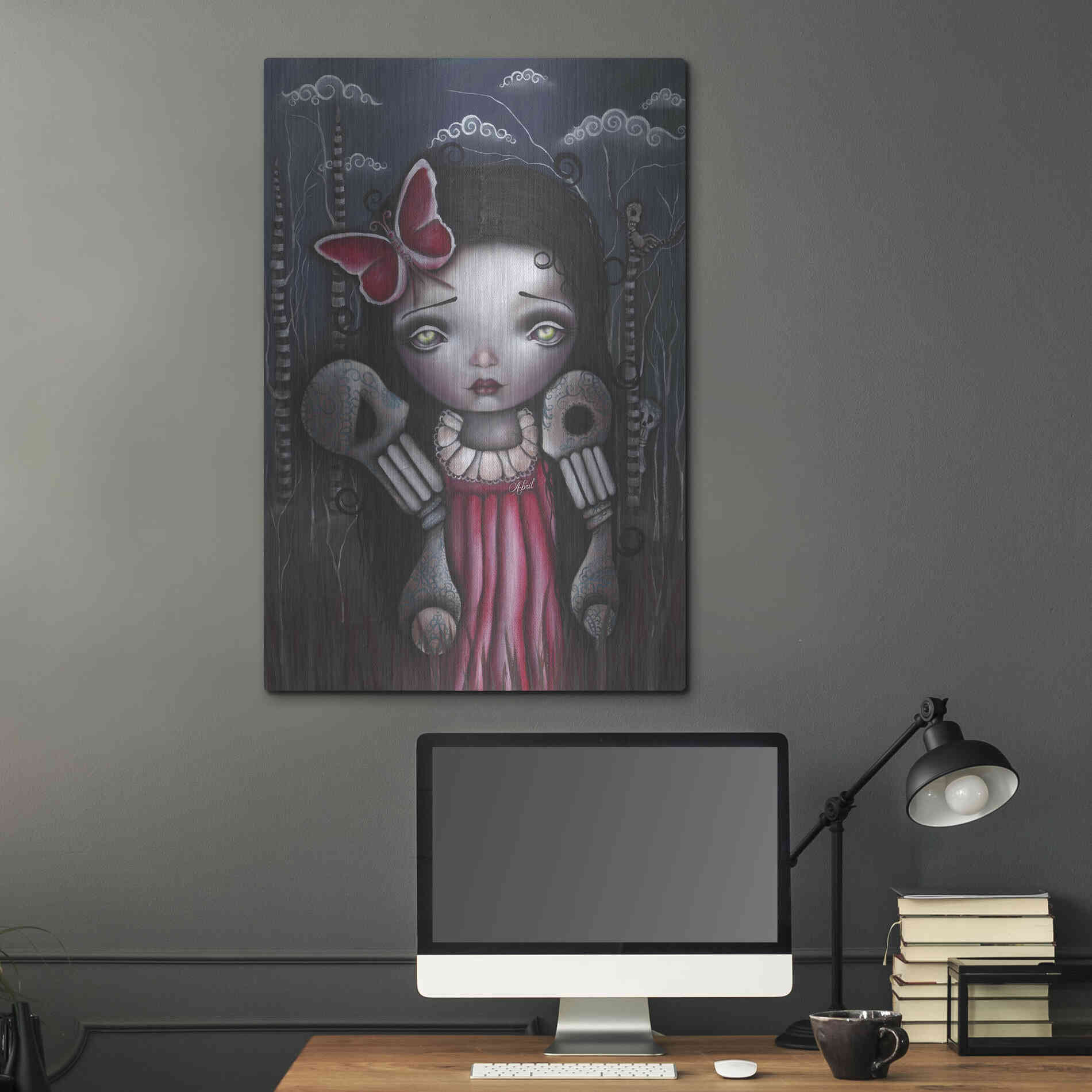 Luxe Metal Art 'Bones And Butterflies' by Abril Andrade, Metal Wall Art,24x36