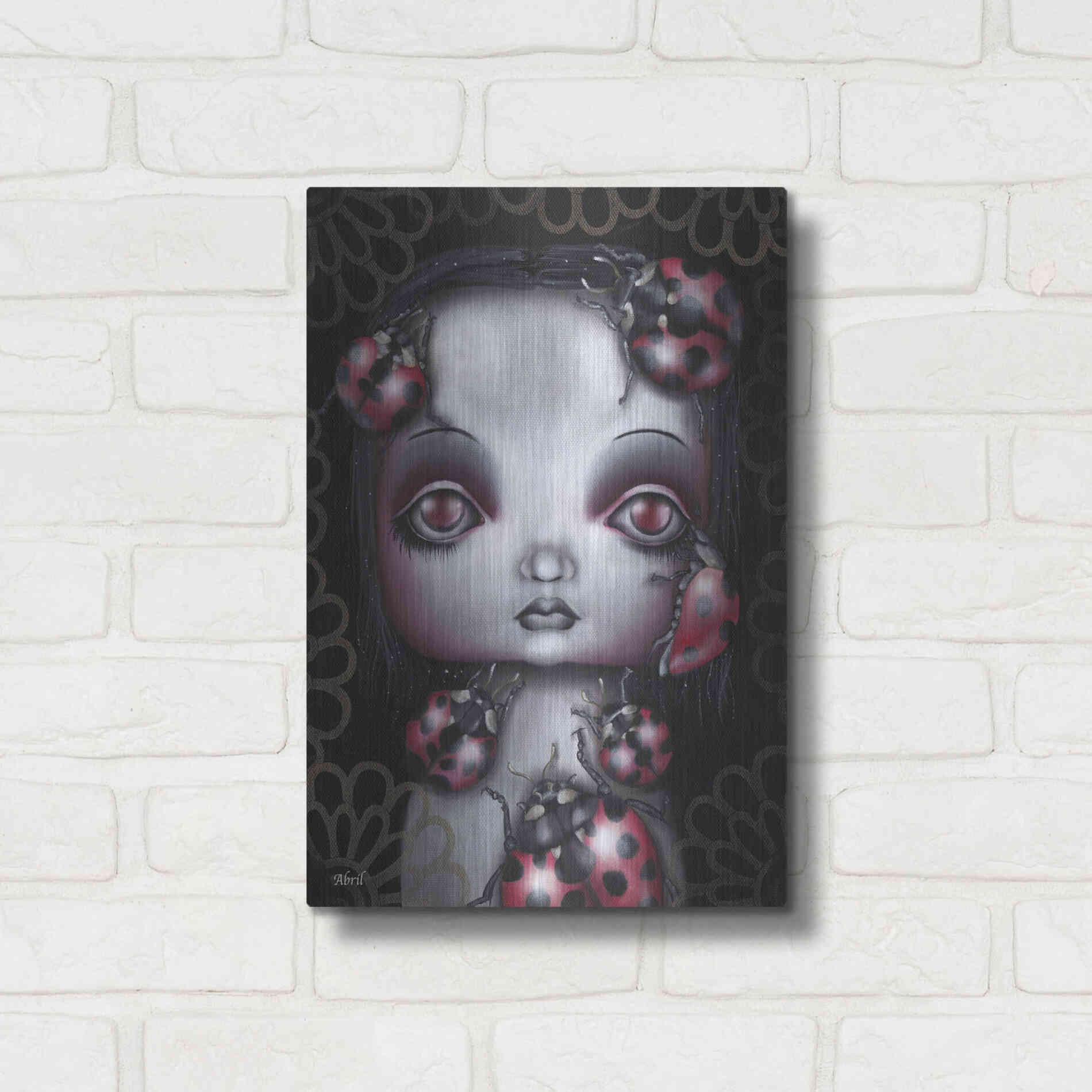 Luxe Metal Art 'Ladybug Girl' by Abril Andrade, Metal Wall Art,12x16