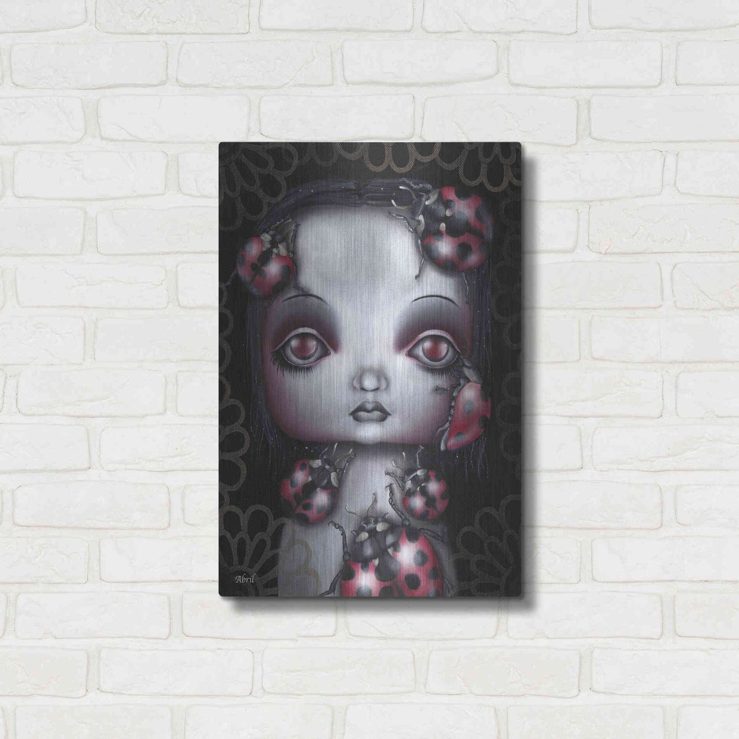 Luxe Metal Art 'Ladybug Girl' by Abril Andrade, Metal Wall Art,16x24