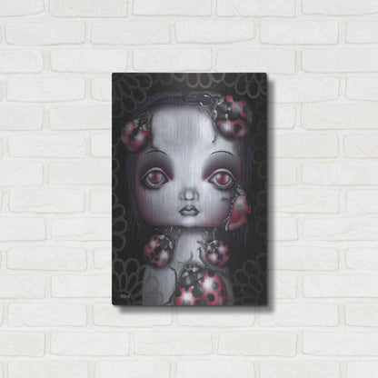 Luxe Metal Art 'Ladybug Girl' by Abril Andrade, Metal Wall Art,16x24