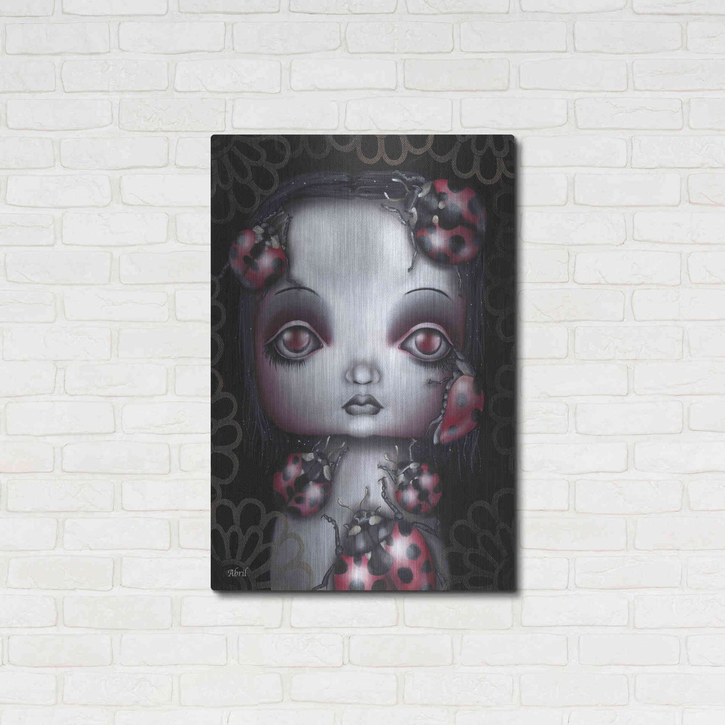 Luxe Metal Art 'Ladybug Girl' by Abril Andrade, Metal Wall Art,24x36