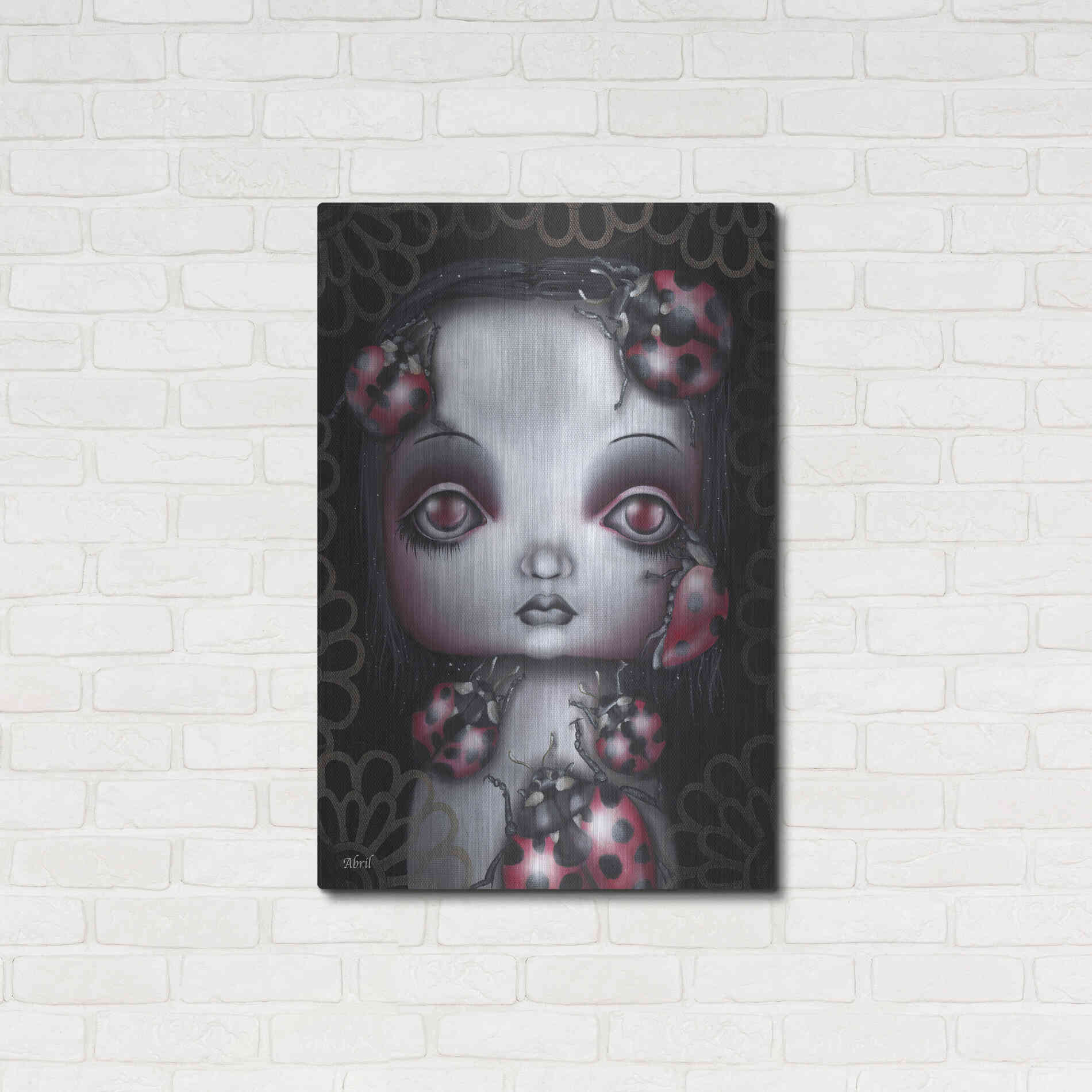 Luxe Metal Art 'Ladybug Girl' by Abril Andrade, Metal Wall Art,24x36