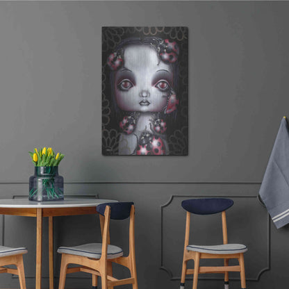 Luxe Metal Art 'Ladybug Girl' by Abril Andrade, Metal Wall Art,24x36