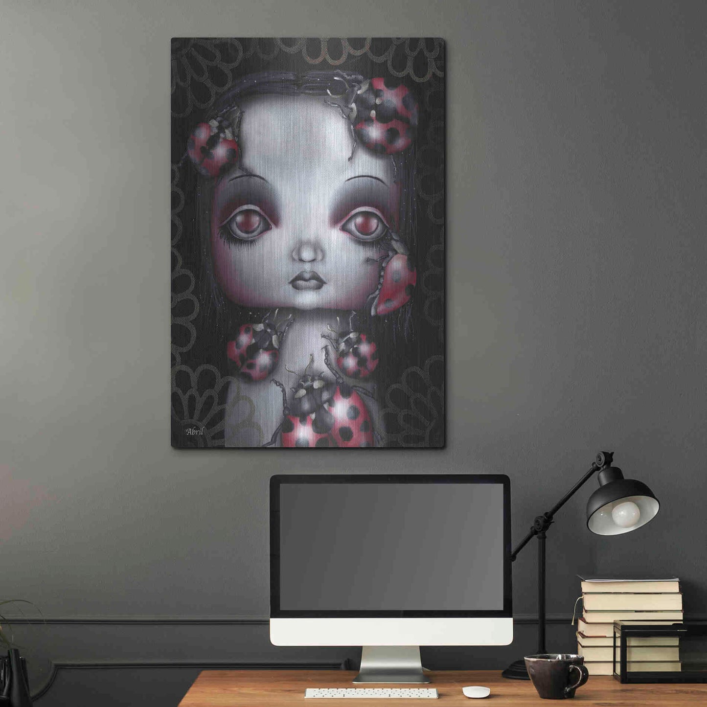 Luxe Metal Art 'Ladybug Girl' by Abril Andrade, Metal Wall Art,24x36
