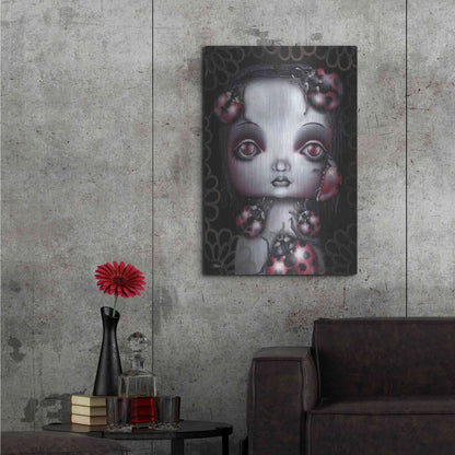 Luxe Metal Art 'Ladybug Girl' by Abril Andrade, Metal Wall Art,24x36