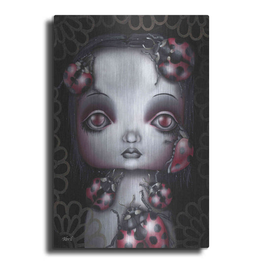 Luxe Metal Art 'Ladybug Girl' by Abril Andrade, Metal Wall Art