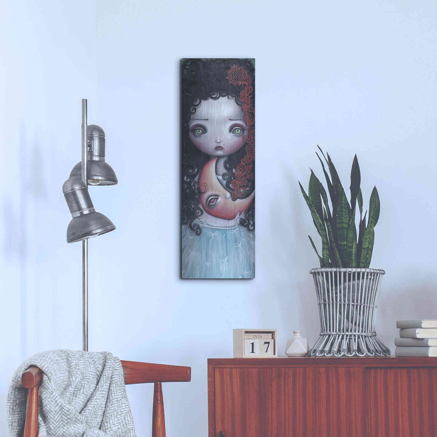 Luxe Metal Art 'Moon Keeper' by Abril Andrade, Metal Wall Art,12x36