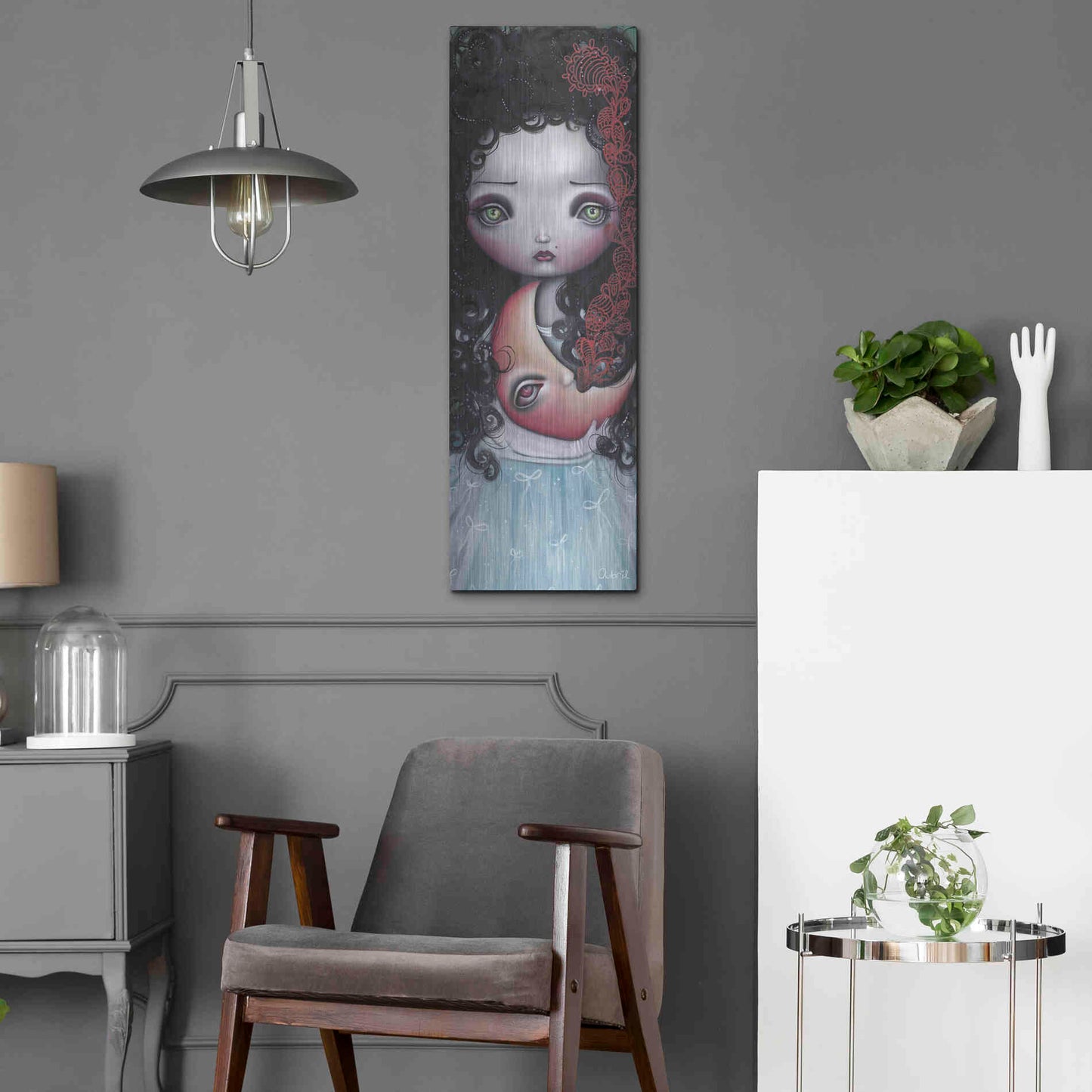 Luxe Metal Art 'Moon Keeper' by Abril Andrade, Metal Wall Art,12x36