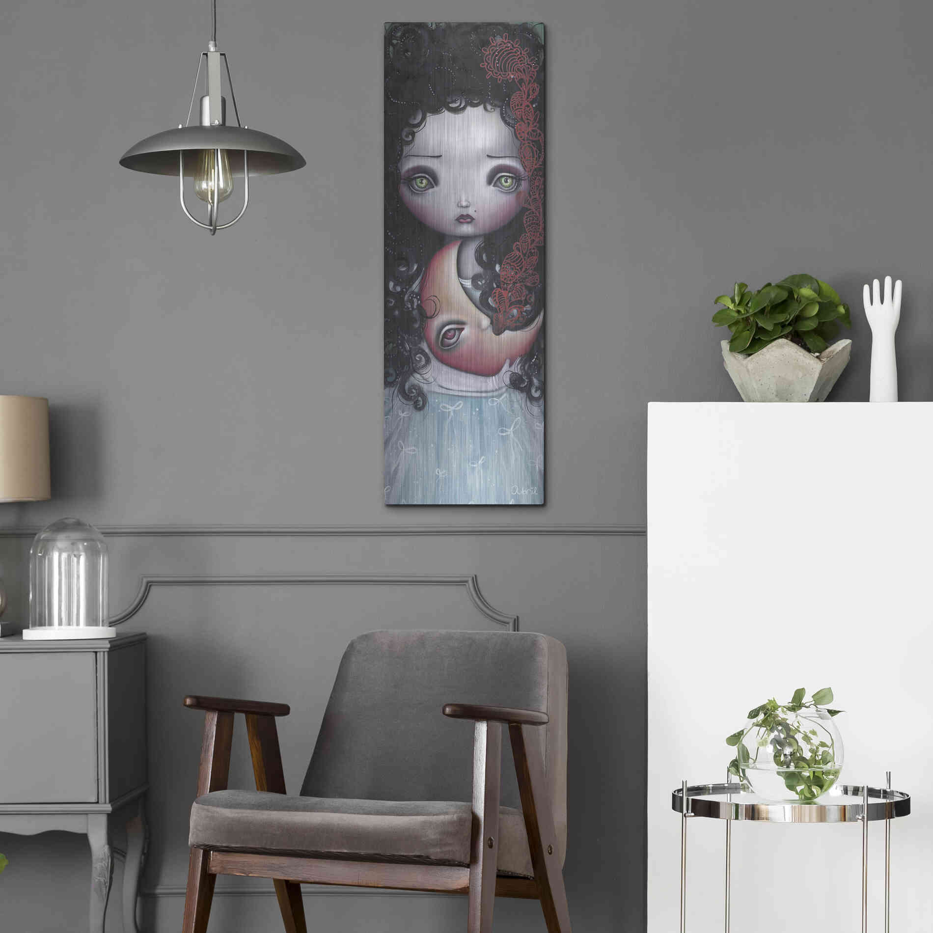 Luxe Metal Art 'Moon Keeper' by Abril Andrade, Metal Wall Art,12x36