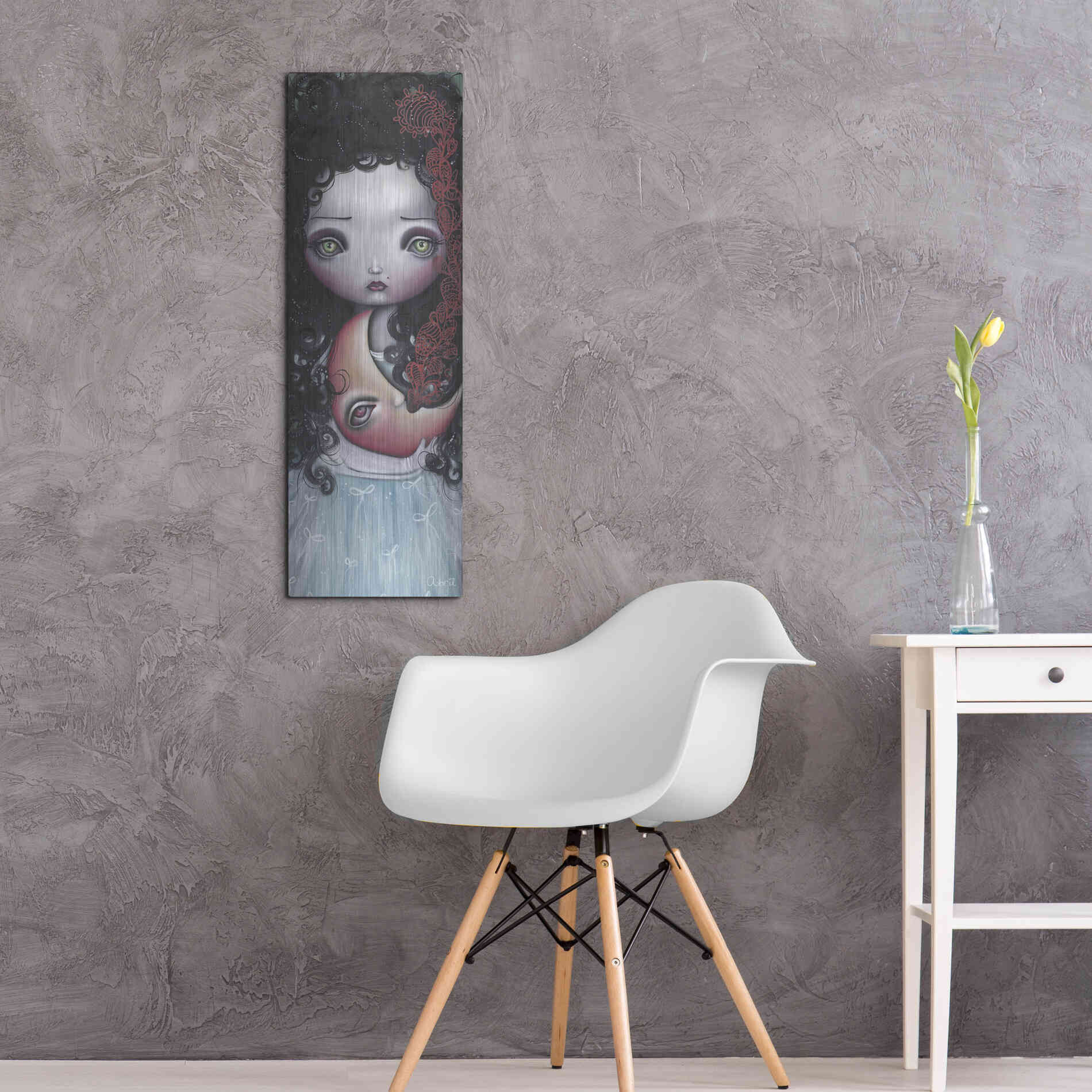 Luxe Metal Art 'Moon Keeper' by Abril Andrade, Metal Wall Art,12x36