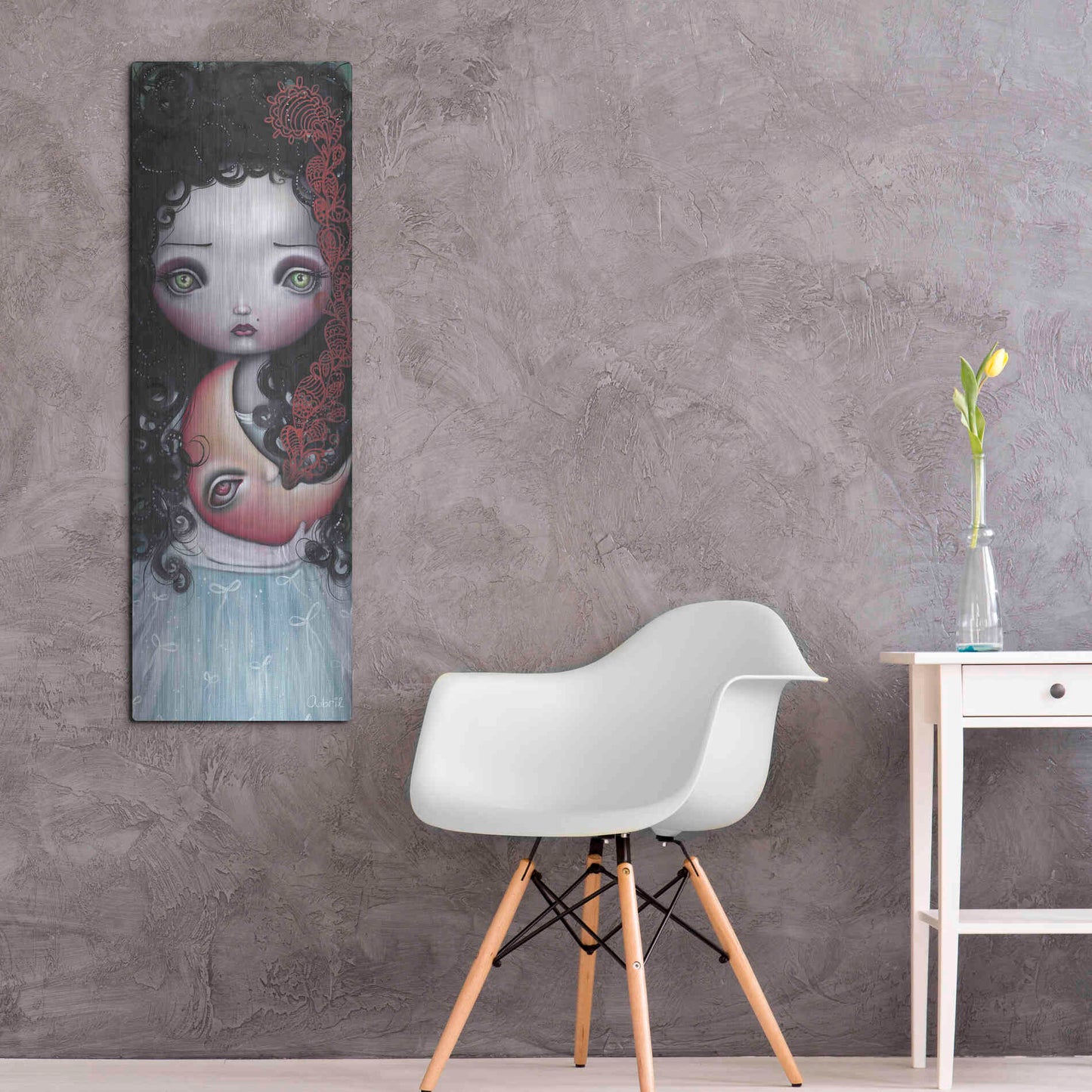 Luxe Metal Art 'Moon Keeper' by Abril Andrade, Metal Wall Art,16x48