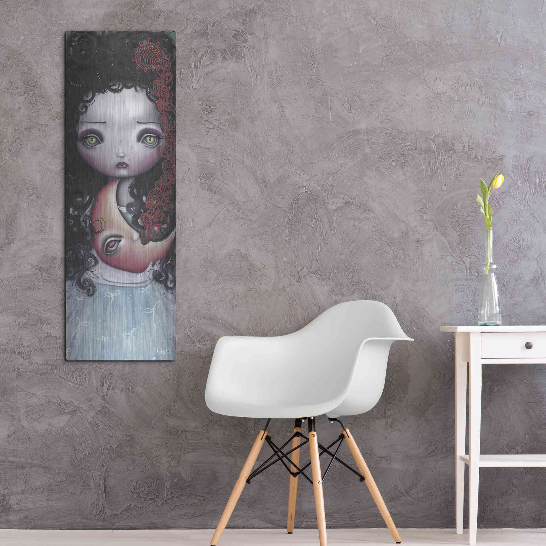 Luxe Metal Art 'Moon Keeper' by Abril Andrade, Metal Wall Art,16x48