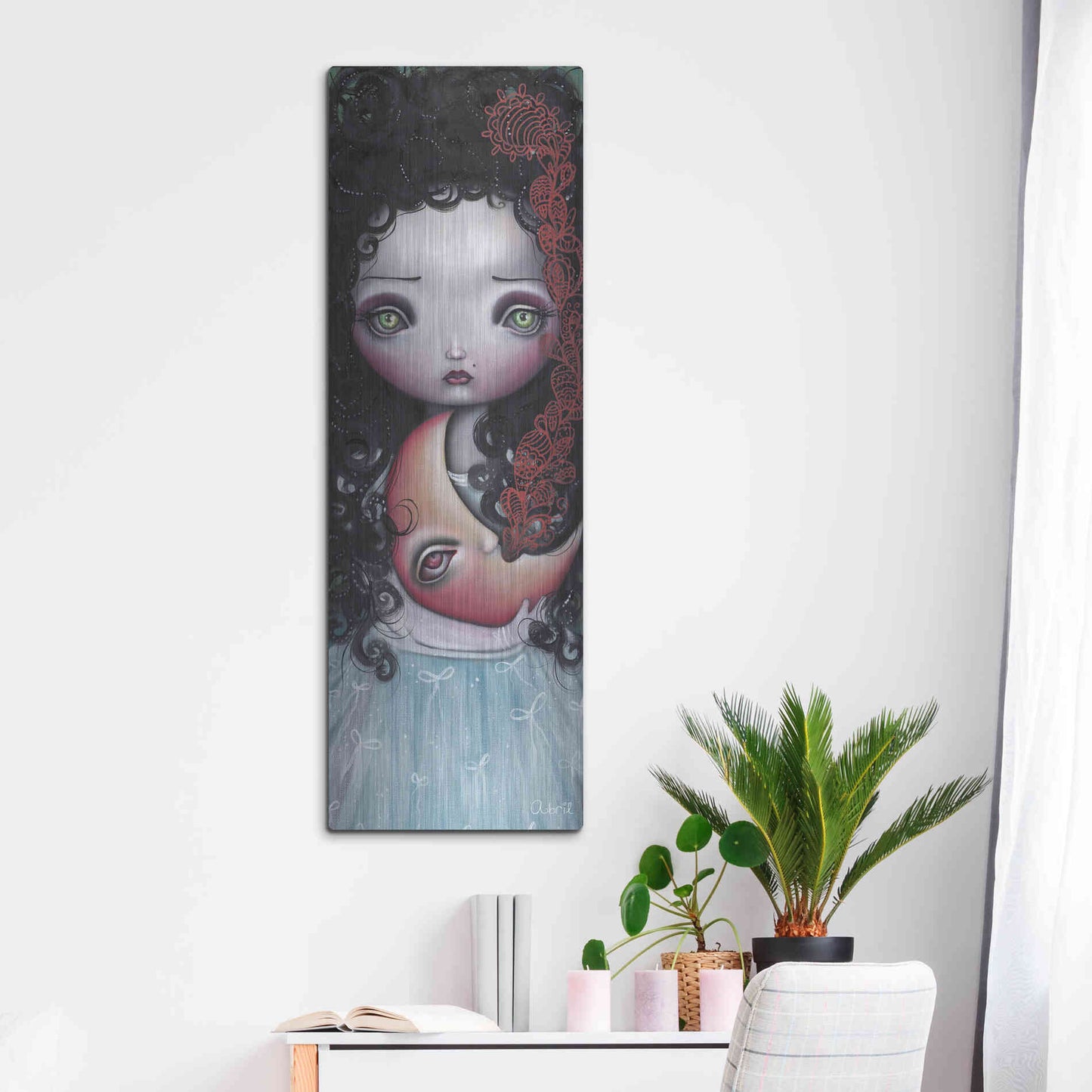 Luxe Metal Art 'Moon Keeper' by Abril Andrade, Metal Wall Art,16x48